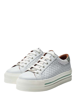 Moda in Pelle Blush Leather Trainers - view 2, White