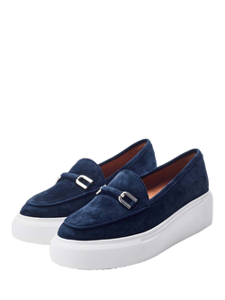 Moda in Pelle Chamomile Suede Loafers, Navy - view 2, Navy