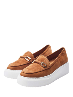 Moda in Pelle Chamomile Suede Loafers, Tan - view 2, Tan