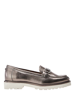 Moda in Pelle Emori Leather Snaffle Trim Loafers, Pewter