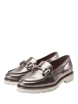 Moda in Pelle Emori Leather Snaffle Trim Loafers - view 2, Pewter