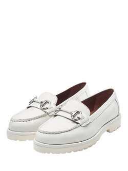 Moda in Pelle Emori Leather Snaffle Trim Loafers - view 2, White