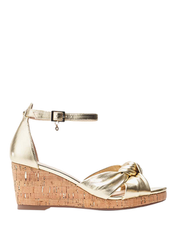 Moda in Pelle Muscari Leather Twist Knot Wedge Heel Sandals, Gold, Gold
