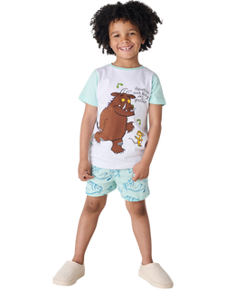 Brand Threads Kids' Gruffalo Cotton Pyjama Set, Blue/Multi, Blue/Multi