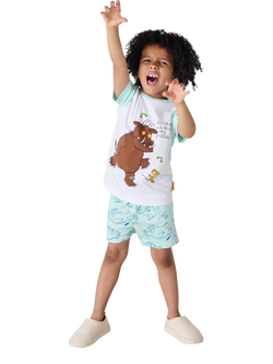 Brand Threads Kids' Gruffalo Cotton Pyjama Set, Blue/Multi - view 2, Blue/Multi