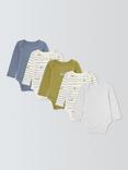 John Lewis Baby Loch Ness Waffle Long Sleeve Bodysuits, Pack of 5, Grey Multi