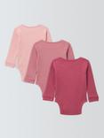 John Lewis Baby Ribbed Bodysuits, Pack of 3, Pink
