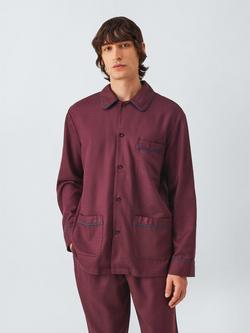 John Lewis Organic Cotton Jacquard Pyjama Set, Red Berry, Red Berry