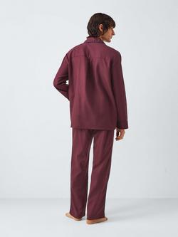 John Lewis Organic Cotton Jacquard Pyjama Set, Red Berry - view 2, Red Berry