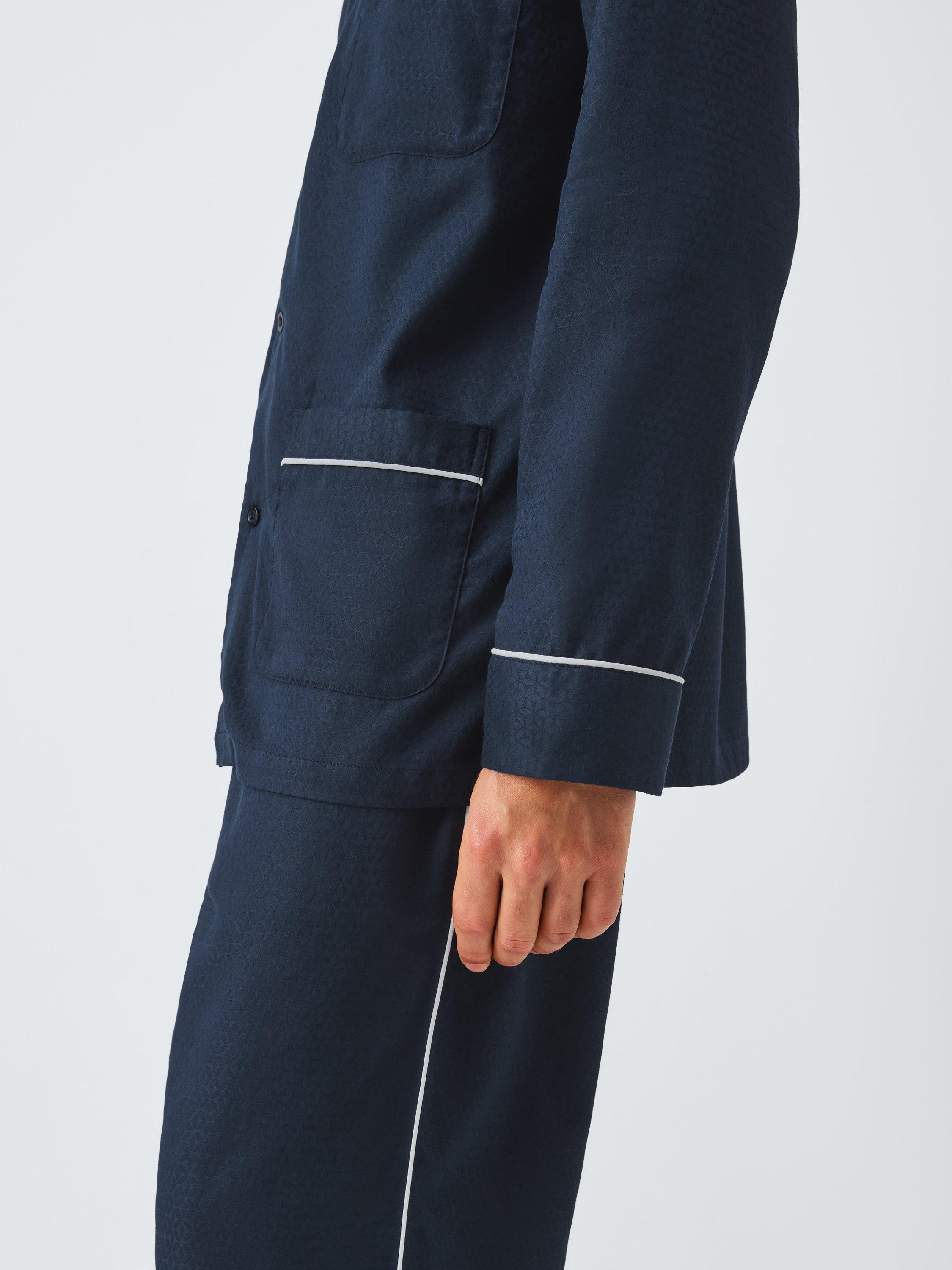 Product image 5 of 5, which shows John Lewis Organic Cotton Jacquard Pyjama Set, Blue Navy, S