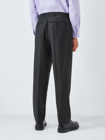 John Lewis Flannel Wool Relaxed Fit Trousers, Dark Grey - view 2, Dark Grey