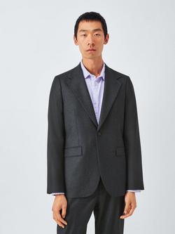 John Lewis Super 100's Wool Flannel Relaxed Fit Blazer, Dark Grey, Dark Grey
