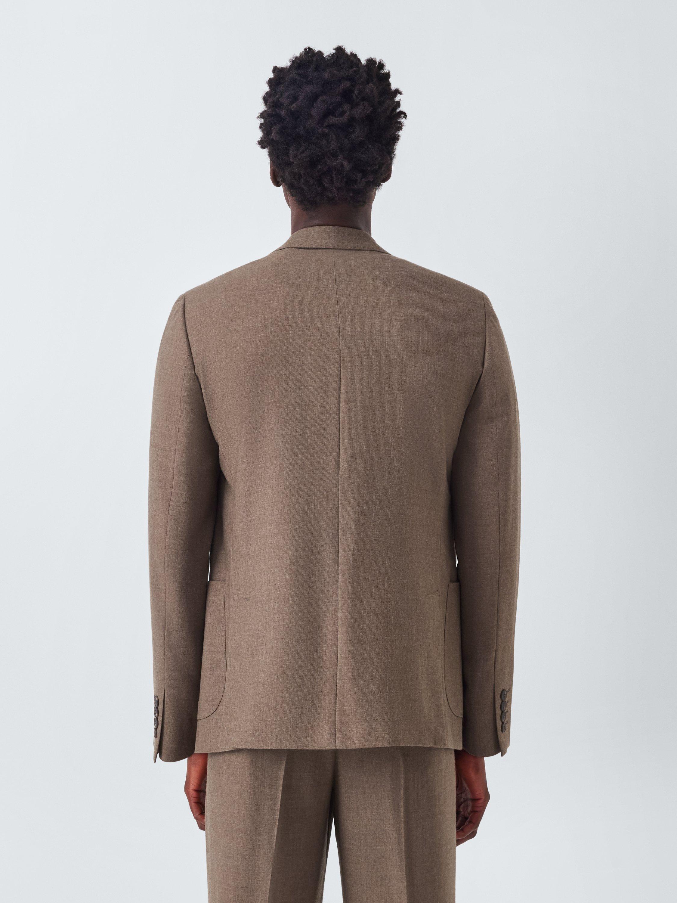 Product image 2 of 7, which shows John Lewis Wool Flannel Boxy Fit Double Breasted Suit Jacket, Natural, 36R