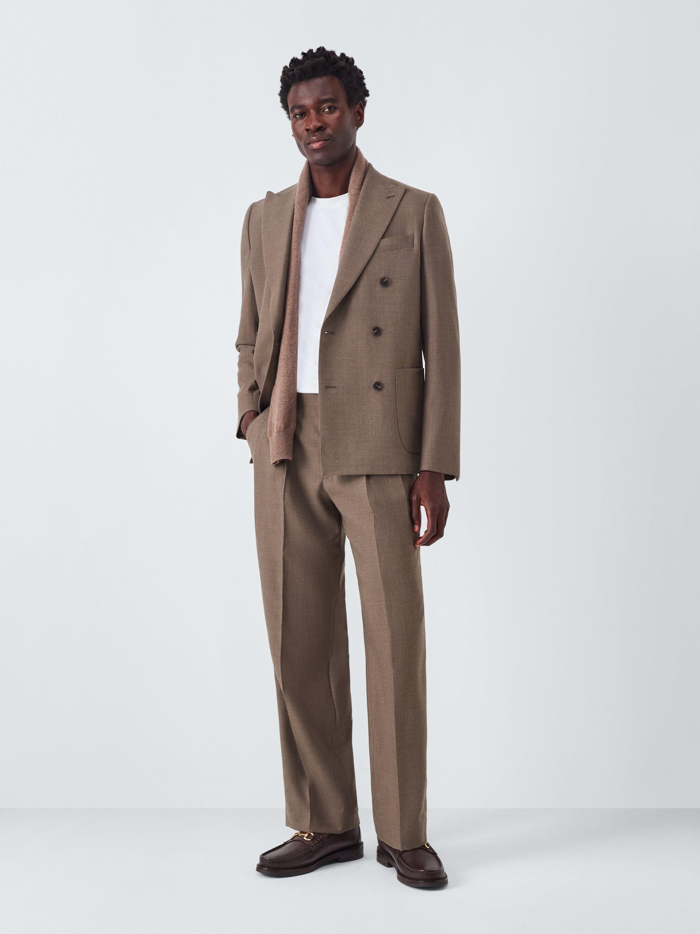Product image 3 of 7, which shows John Lewis Wool Flannel Boxy Fit Double Breasted Suit Jacket, Natural, 36R