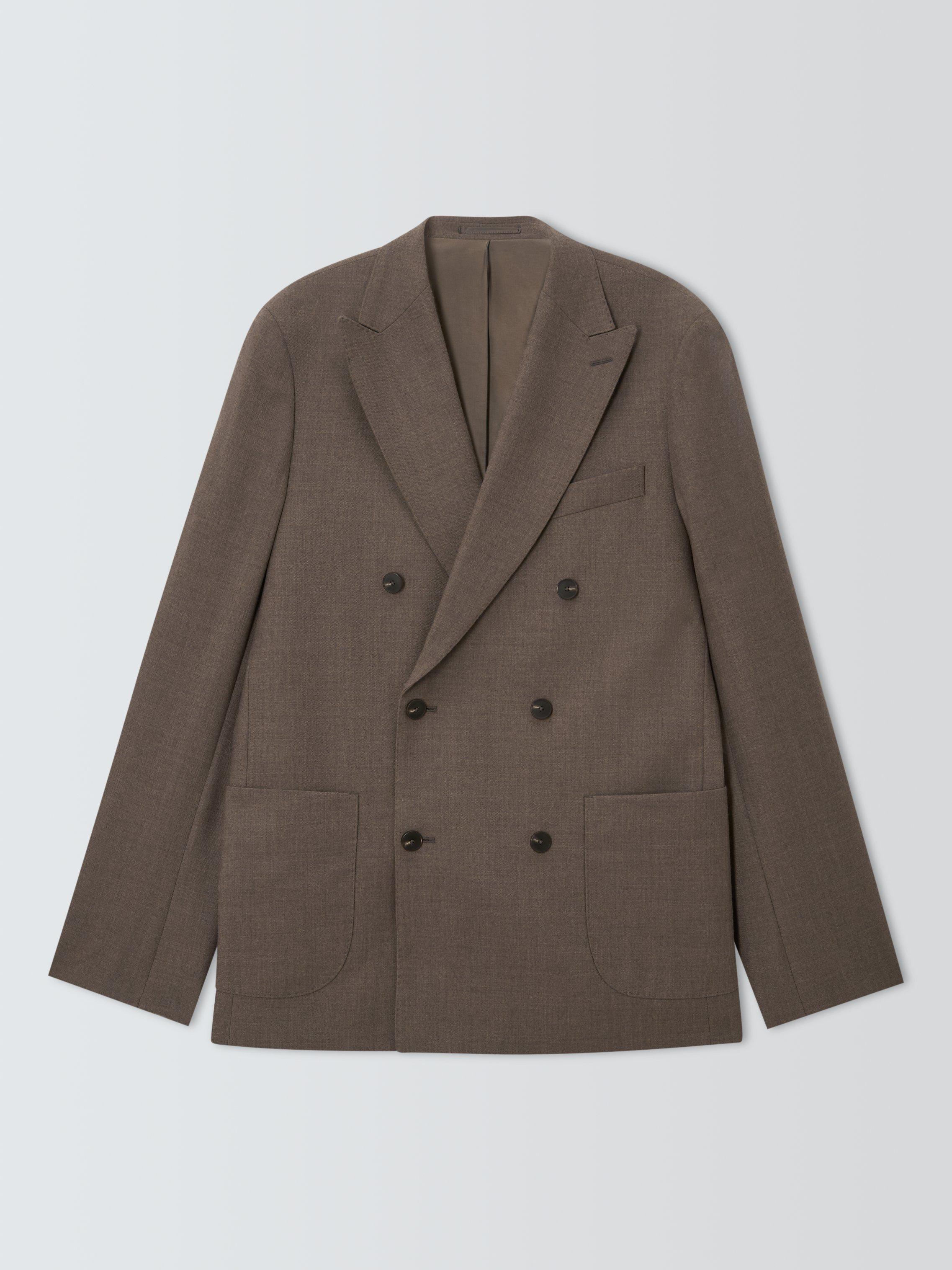 Product image 4 of 7, which shows John Lewis Wool Flannel Boxy Fit Double Breasted Suit Jacket, Natural, 36R