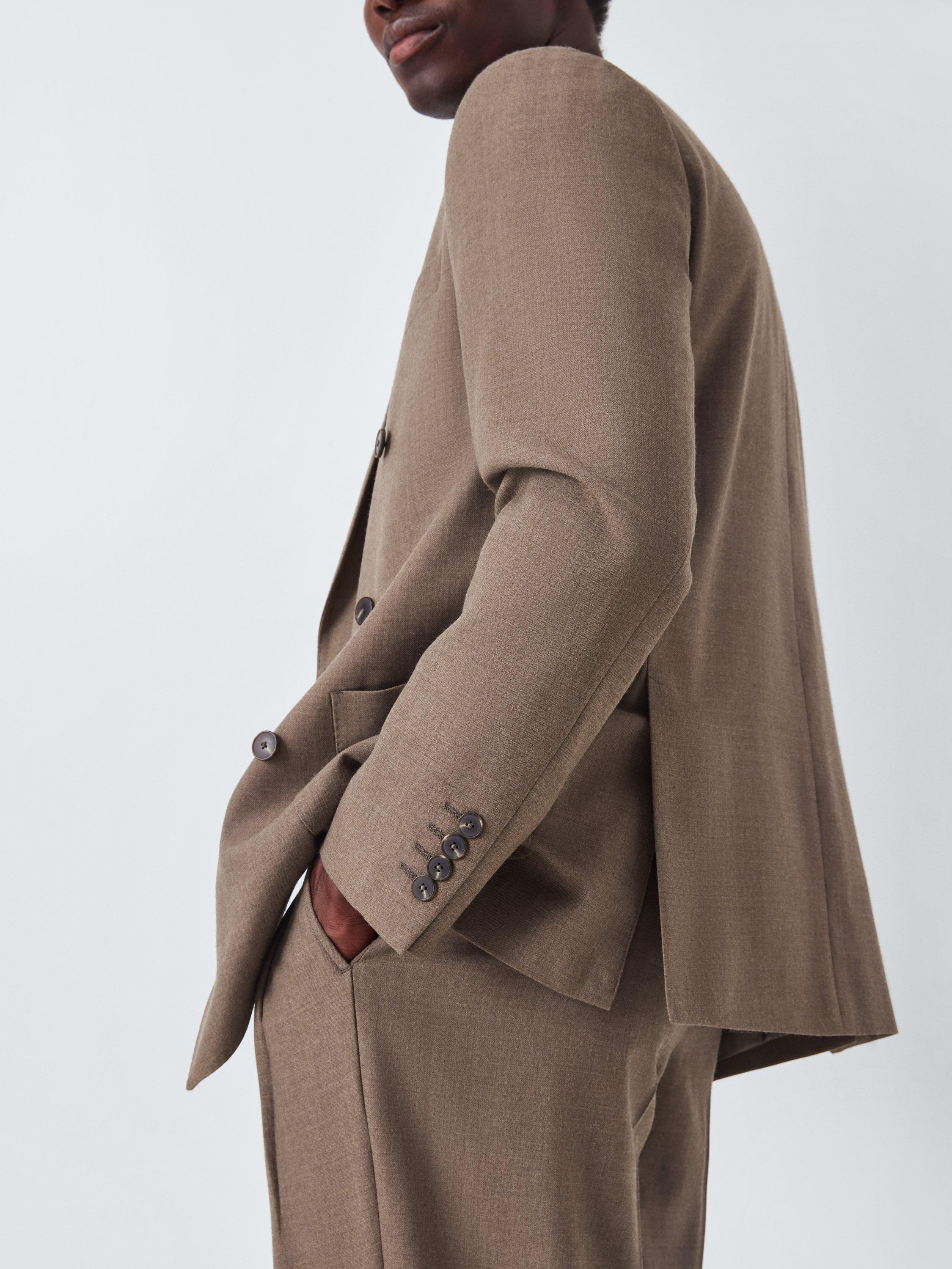 Product image 6 of 7, which shows John Lewis Wool Flannel Boxy Fit Double Breasted Suit Jacket, Natural, 36R