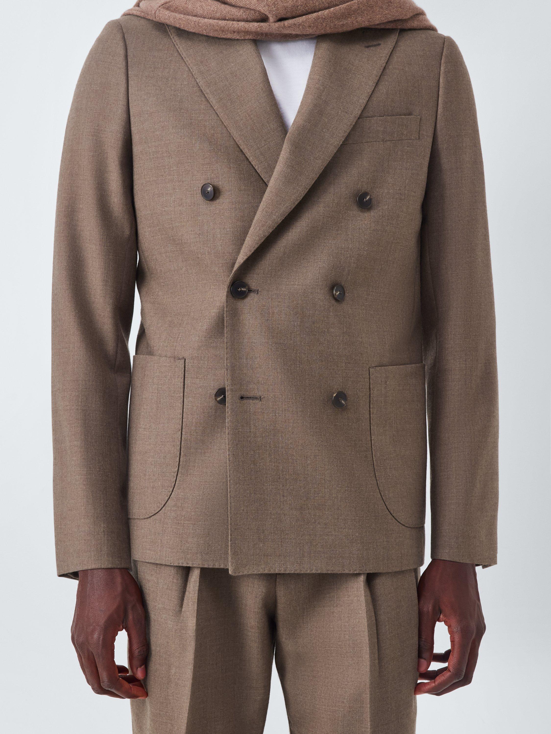 Product image 7 of 7, which shows John Lewis Wool Flannel Boxy Fit Double Breasted Suit Jacket, Natural, 36R