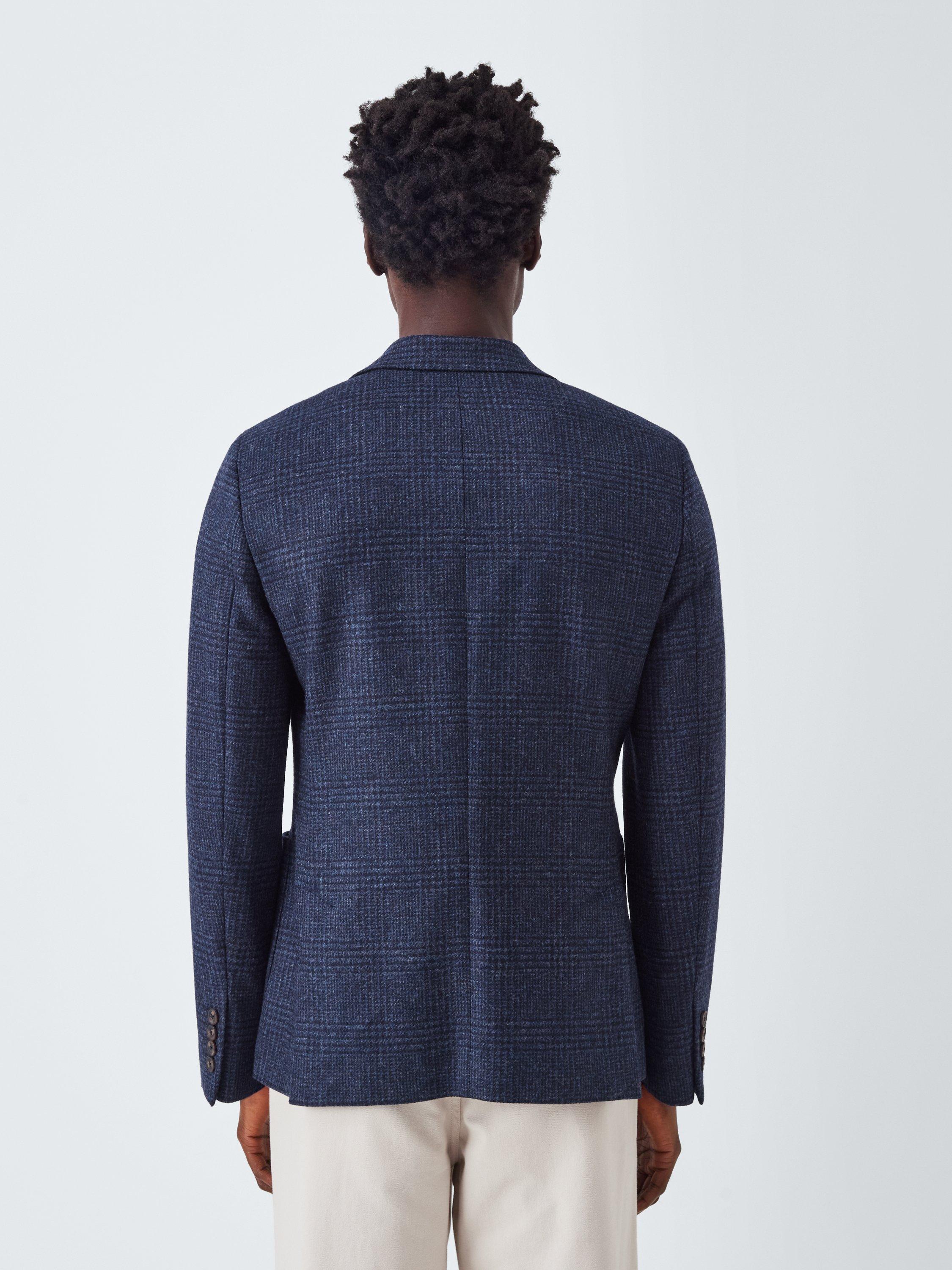 Product image 2 of 7, which shows John Lewis Moon's Wool Check Regular Fit Blazer, Navy, 38R