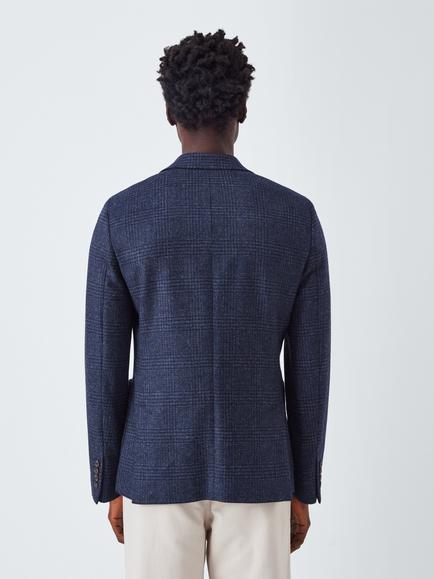 John Lewis Moon's Wool Check Regular Fit Blazer, Navy - view 2, Navy