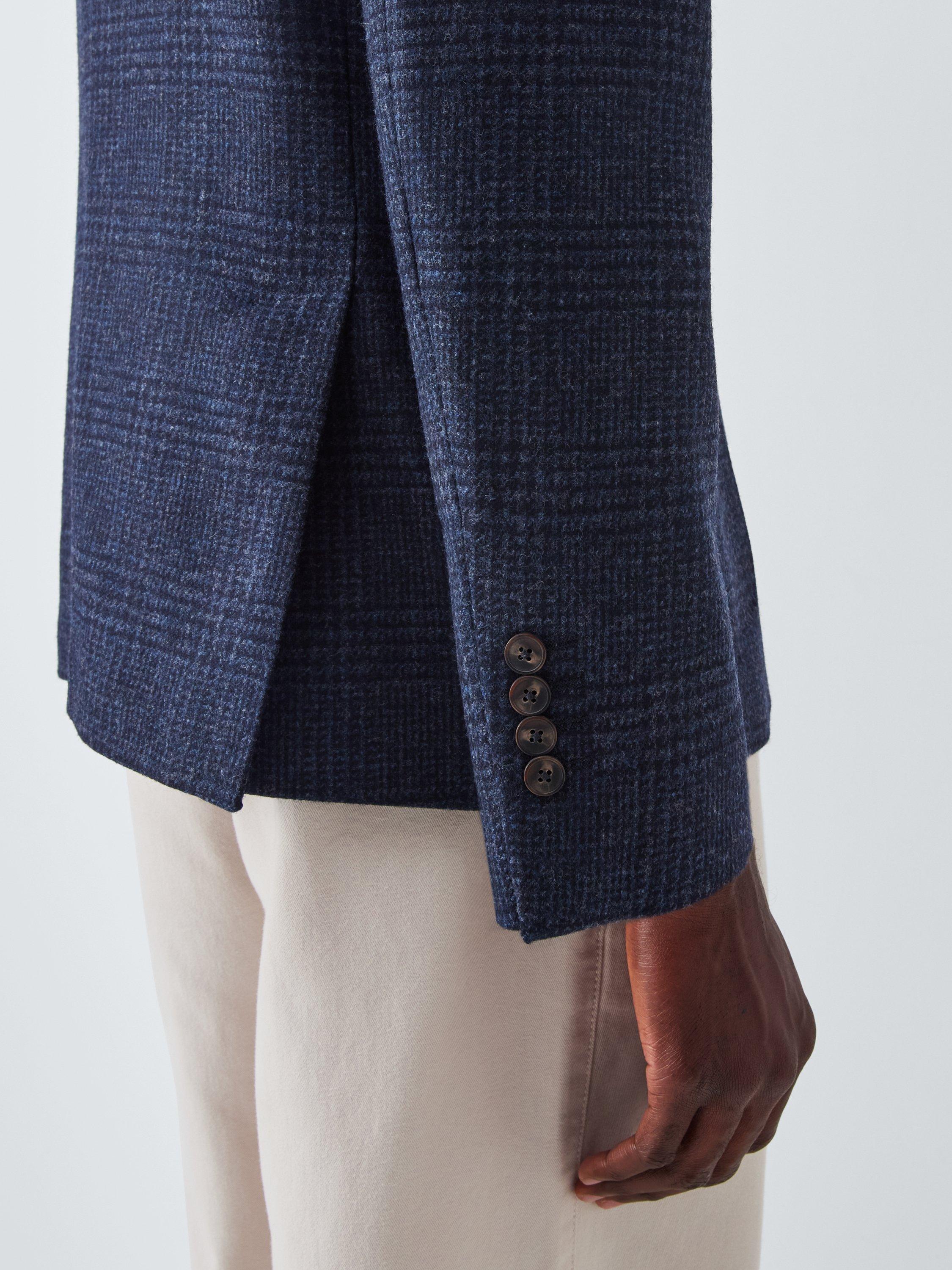 Product image 6 of 7, which shows John Lewis Moon's Wool Check Regular Fit Blazer, Navy, 38R