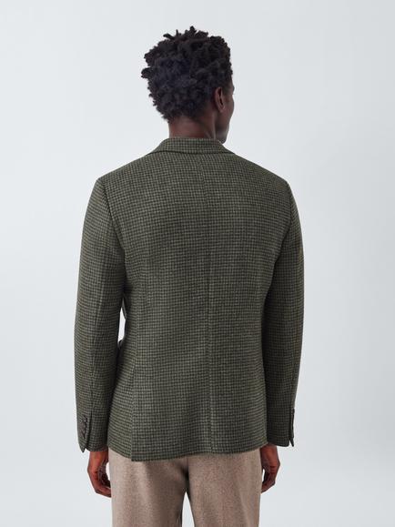 John Lewis Moon's Wool Houndstooth Regular Fit Blazer, Green - view 2, Green