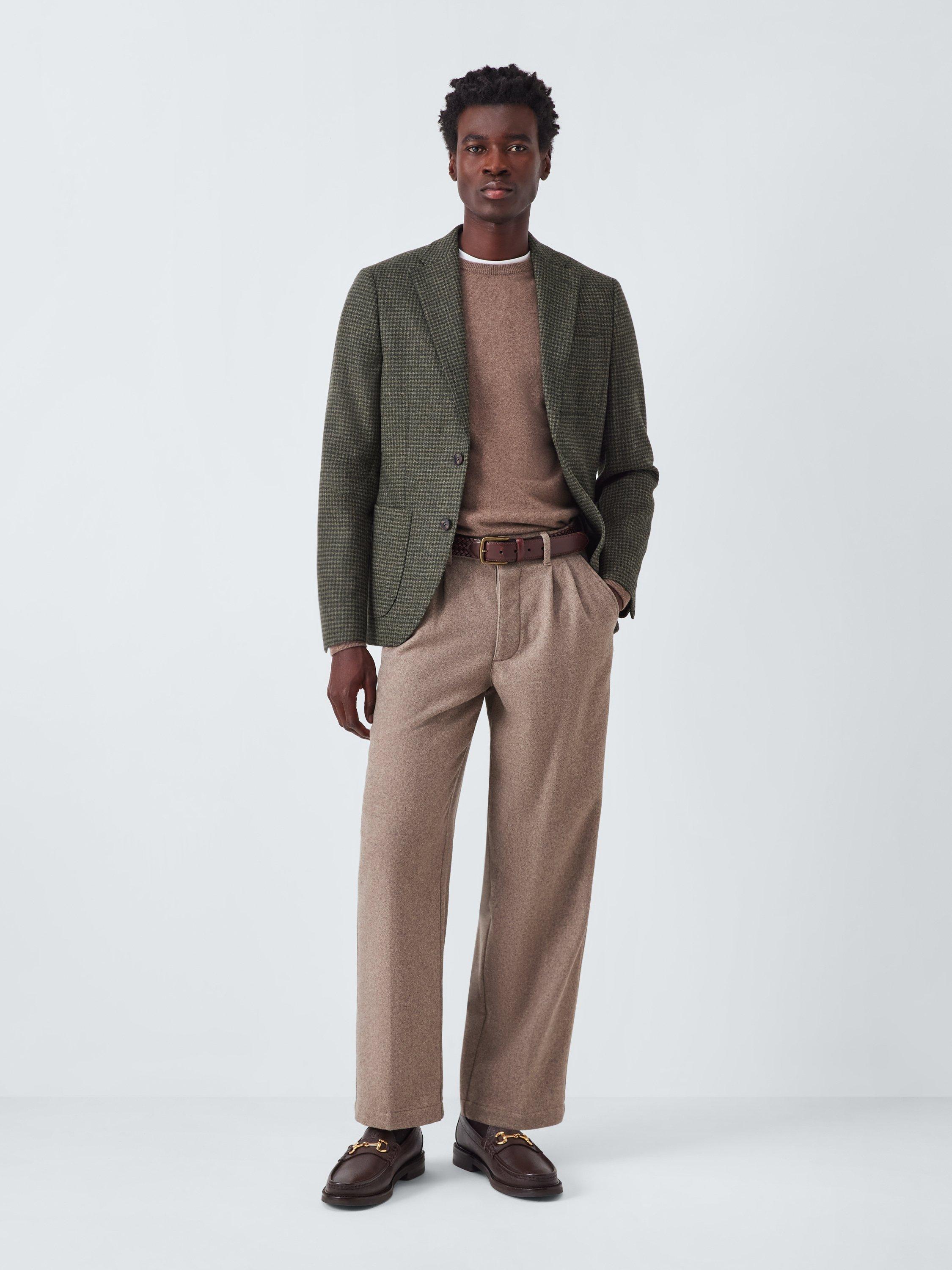 Product image 3 of 7, which shows John Lewis Moon's Wool Houndstooth Regular Fit Blazer, Green, 38R