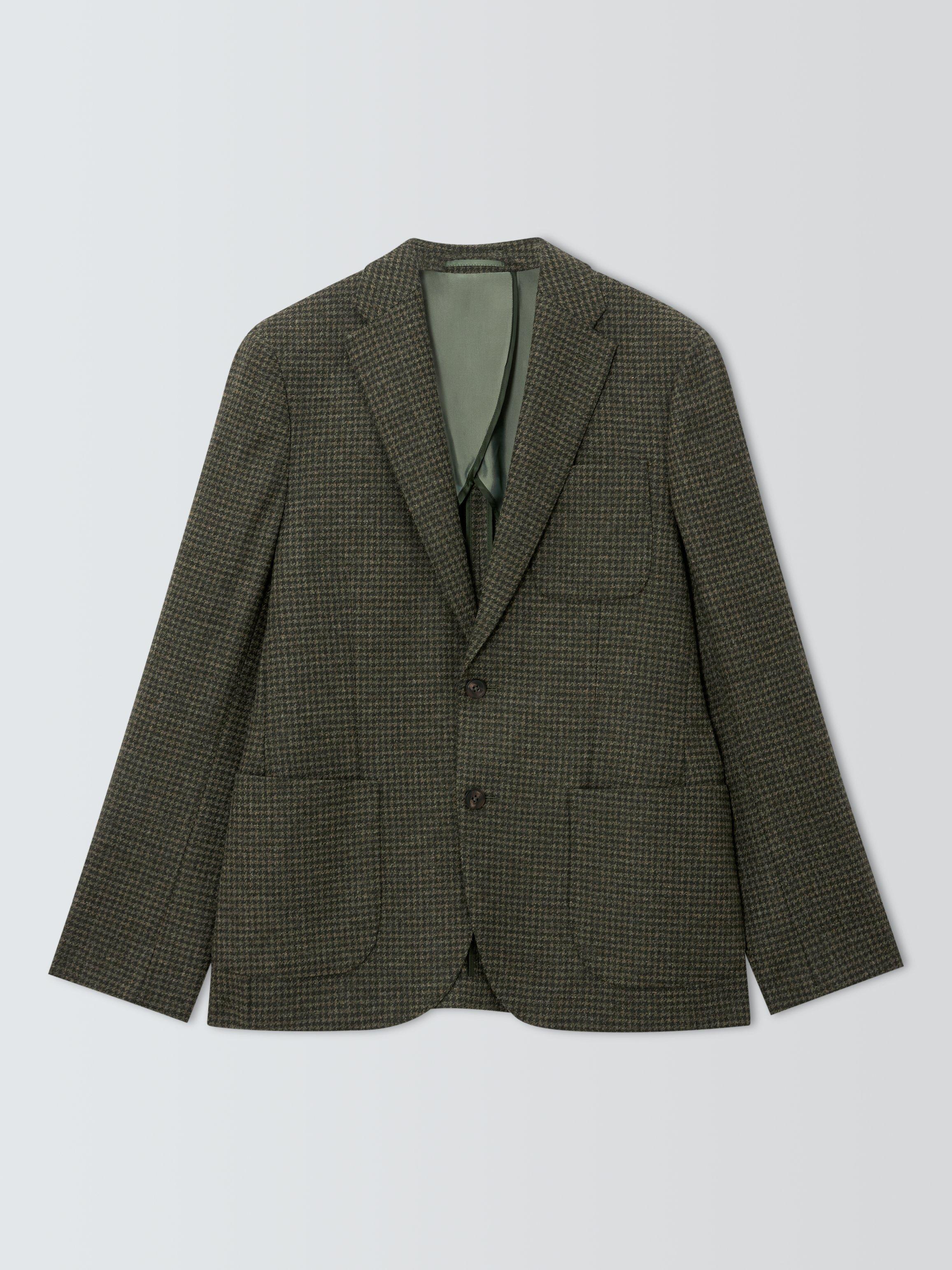 Product image 4 of 7, which shows John Lewis Moon's Wool Houndstooth Regular Fit Blazer, Green, 38R