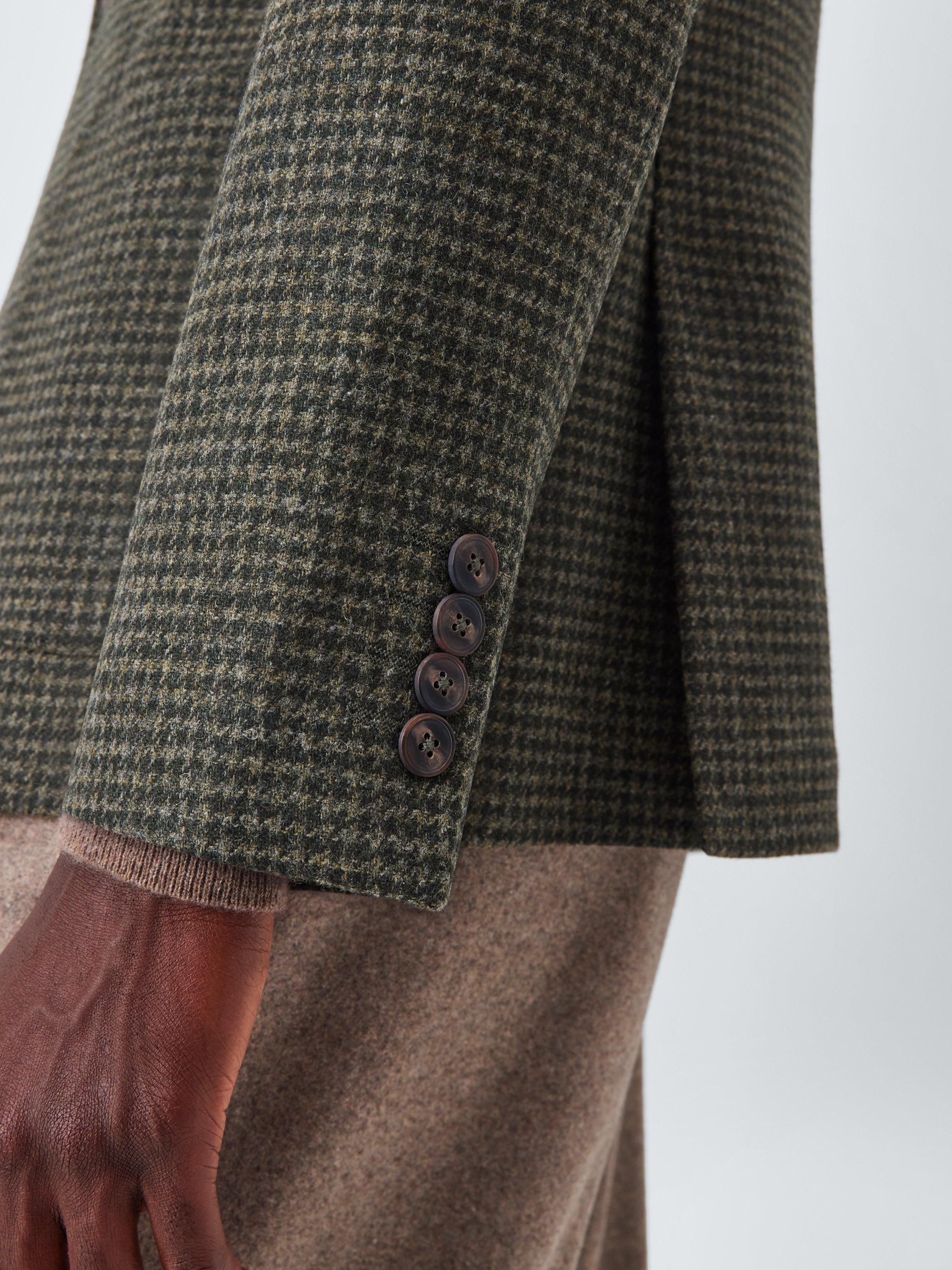 Product image 6 of 7, which shows John Lewis Moon's Wool Houndstooth Regular Fit Blazer, Green, 38R