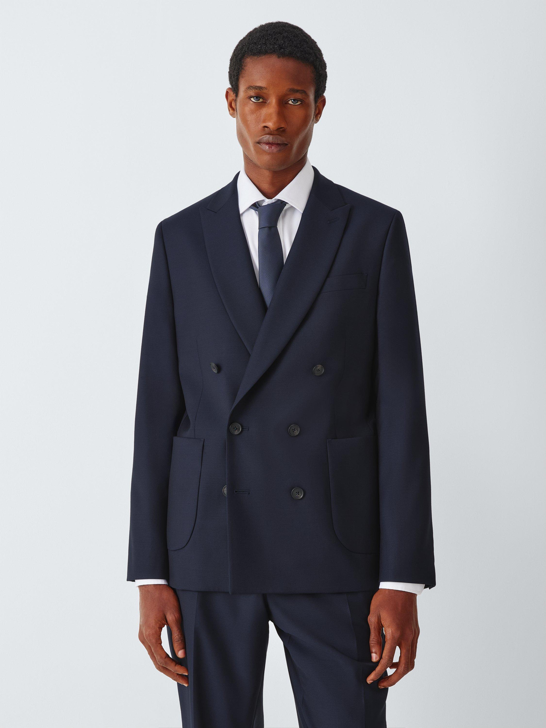 Product image 1 of 7, which shows John Lewis Slim Fit Pure Wool Double Breasted Suit Jacket, Navy, 36S