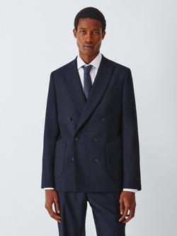 John Lewis Slim Fit Pure Wool Double Breasted Suit Jacket, Navy, Navy