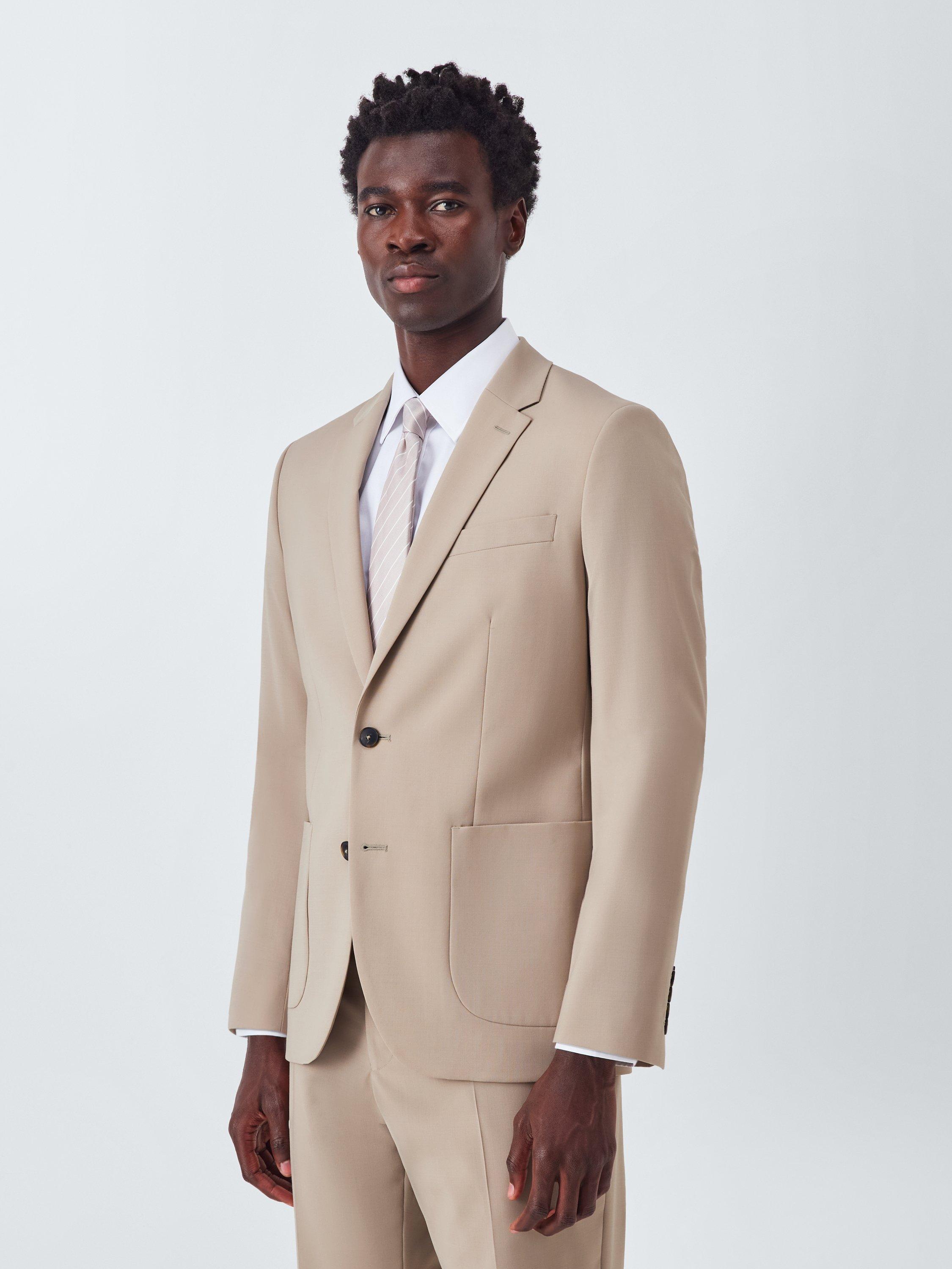 Product image 1 of 8, which shows John Lewis Single Breasted Slim Fit Wool Blend Suit Jacket, Beige, 36S