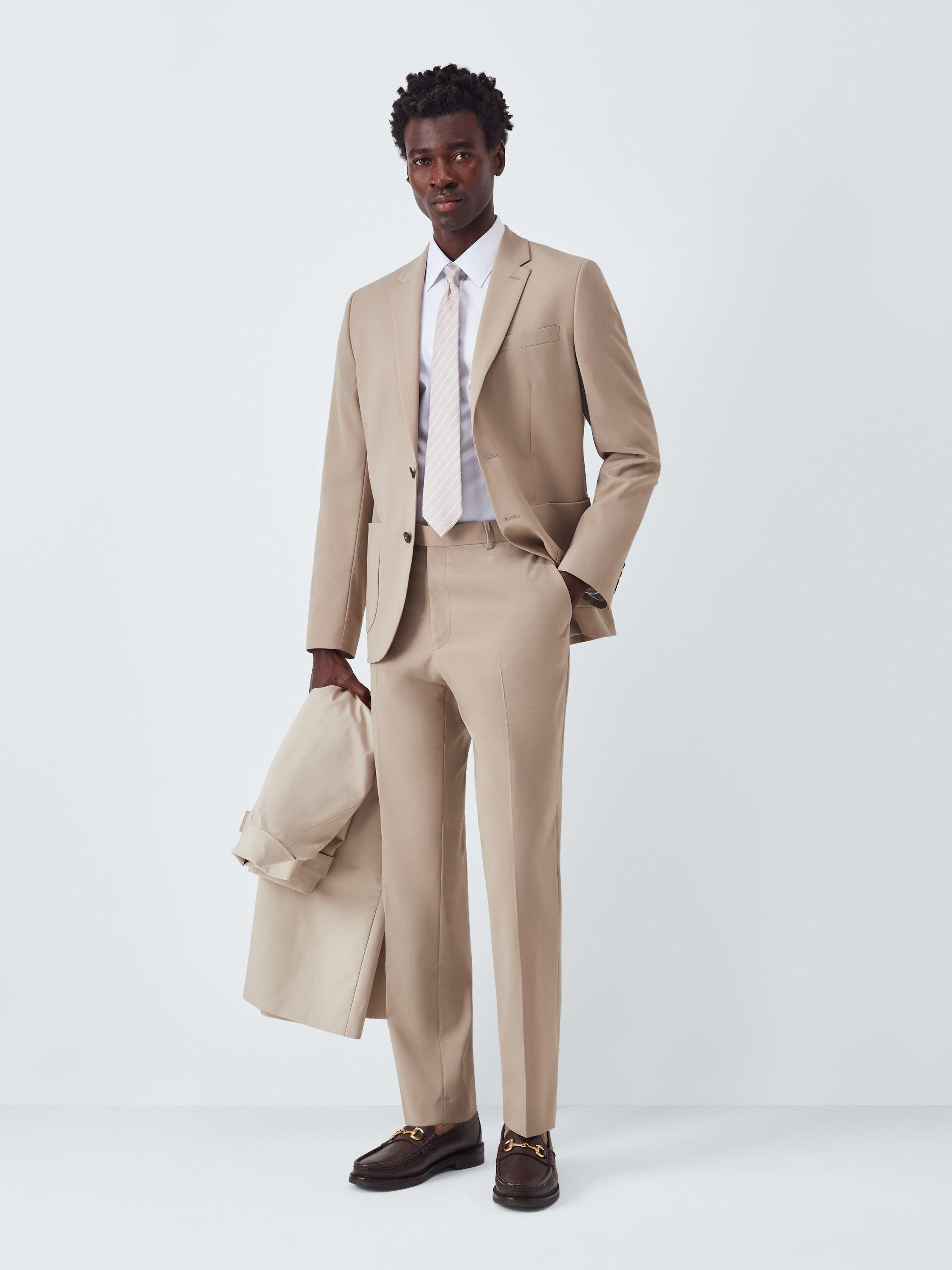 Product image 3 of 8, which shows John Lewis Single Breasted Slim Fit Wool Blend Suit Jacket, Beige, 36S