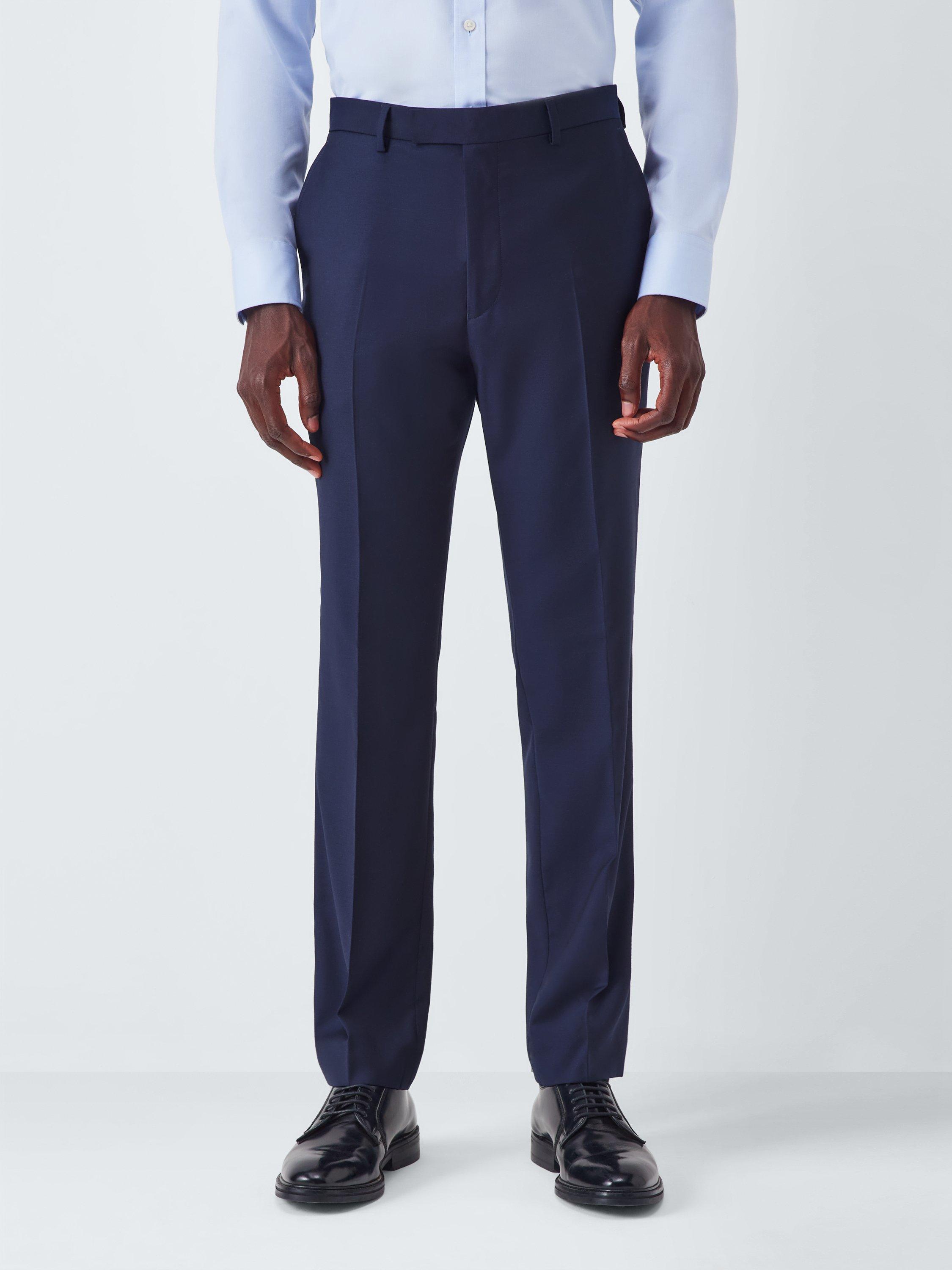 Product image 1 of 7, which shows John Lewis Twill Wool Slim Trousers, Navy, 30R