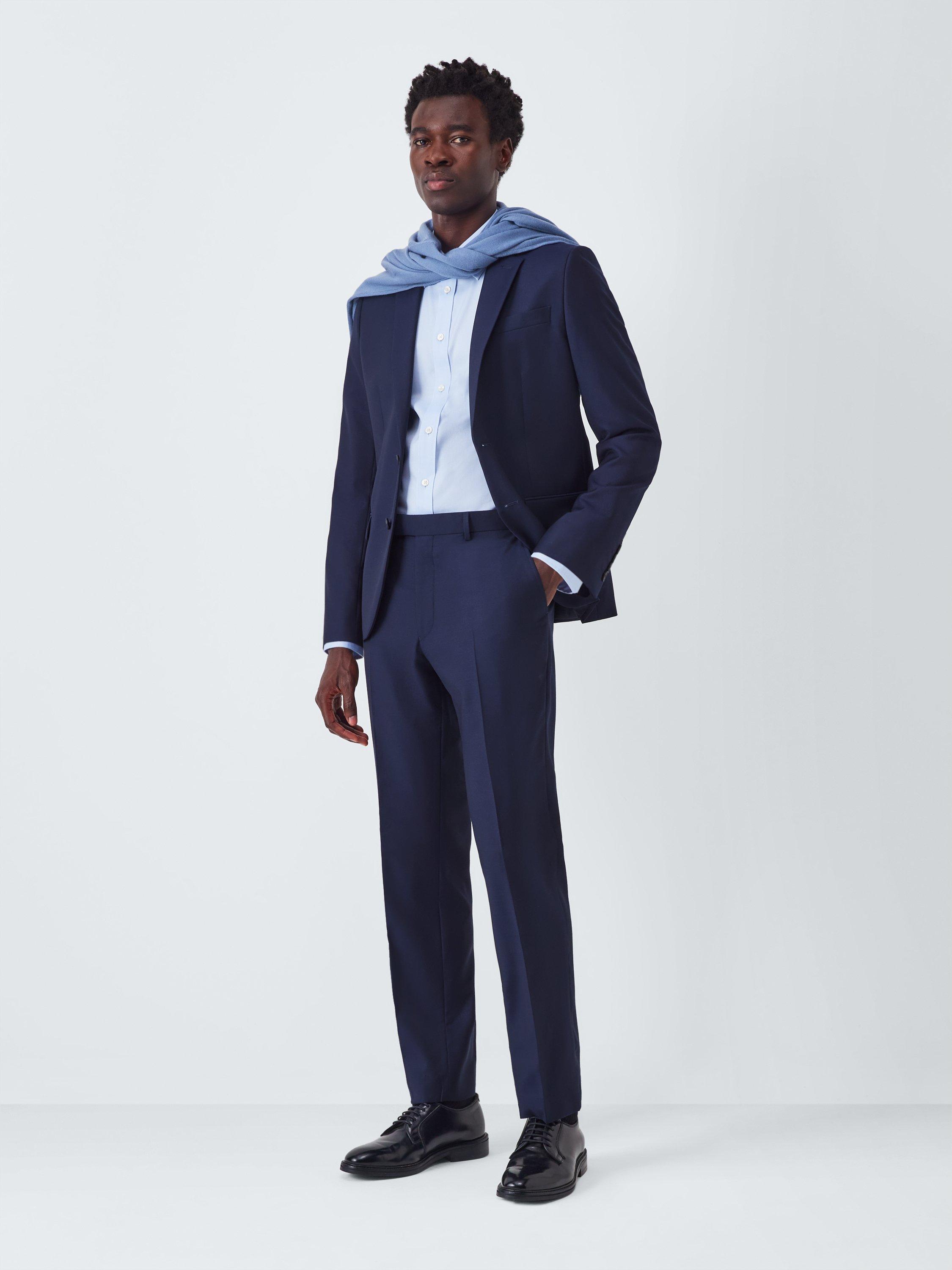 Product image 3 of 7, which shows John Lewis Twill Wool Slim Trousers, Navy, 30R