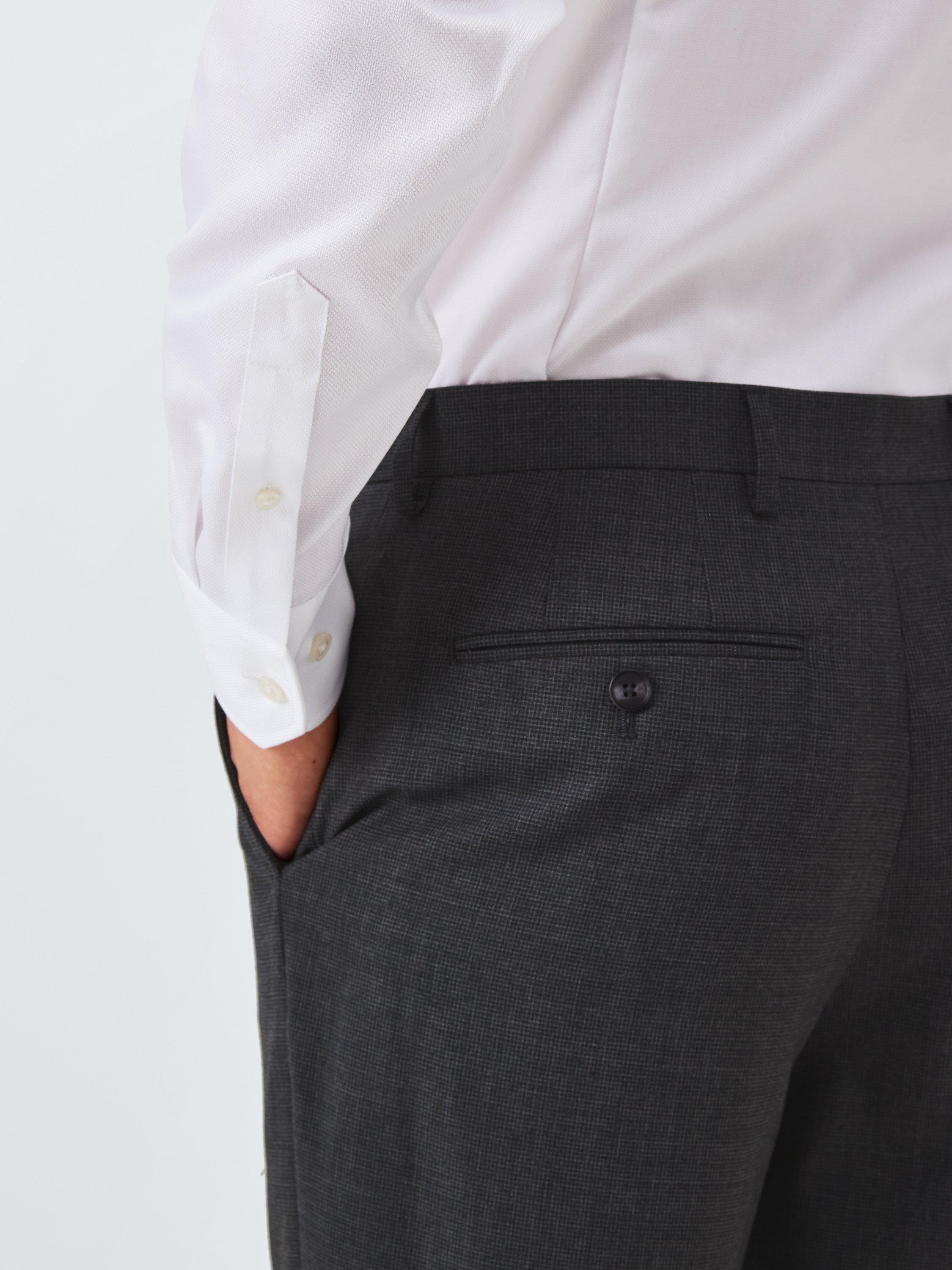 Product image 6 of 7, which shows John Lewis Semi Plain Slim Fit Wool Blend Suit Trousers, Charcoal, 30R