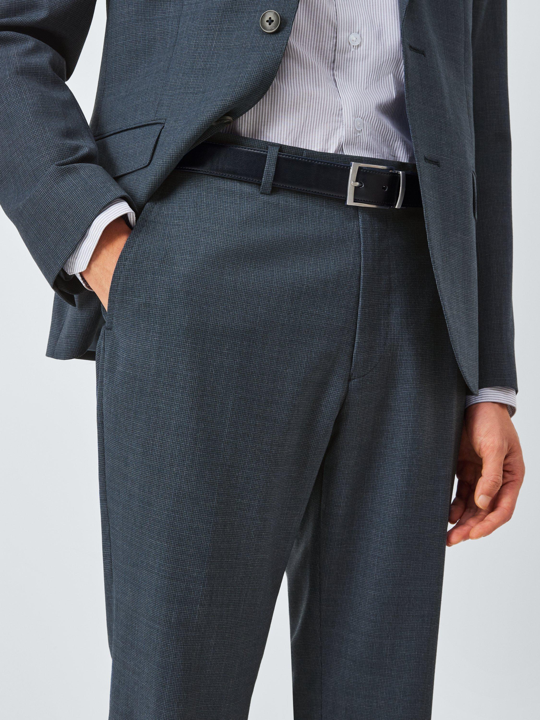 Product image 5 of 7, which shows John Lewis Semi Plain Slim Fit Wool Blend Suit Trousers, Navy, 30R