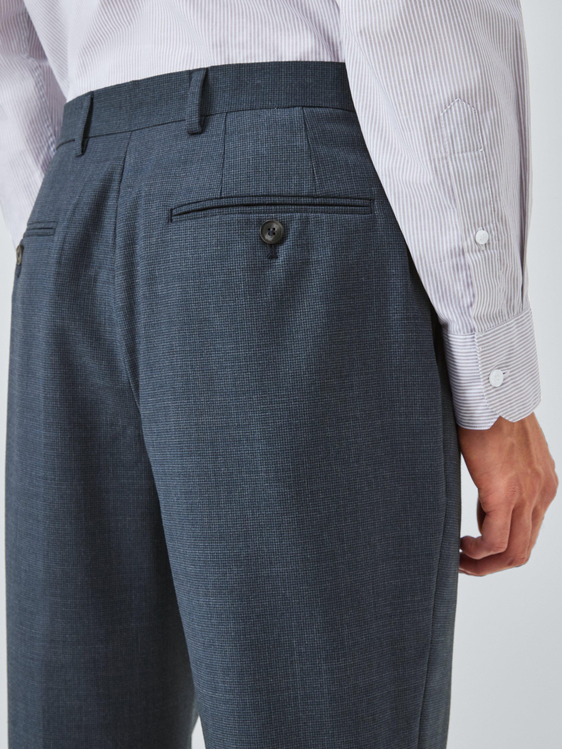 Product image 6 of 7, which shows John Lewis Semi Plain Slim Fit Wool Blend Suit Trousers, Navy, 30R