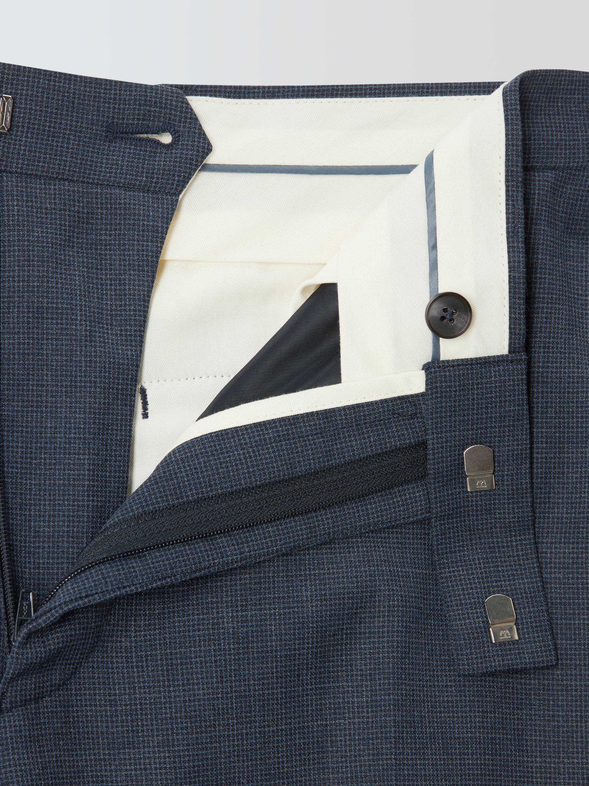 Product image 7 of 7, which shows John Lewis Semi Plain Slim Fit Wool Blend Suit Trousers, Navy, 30R