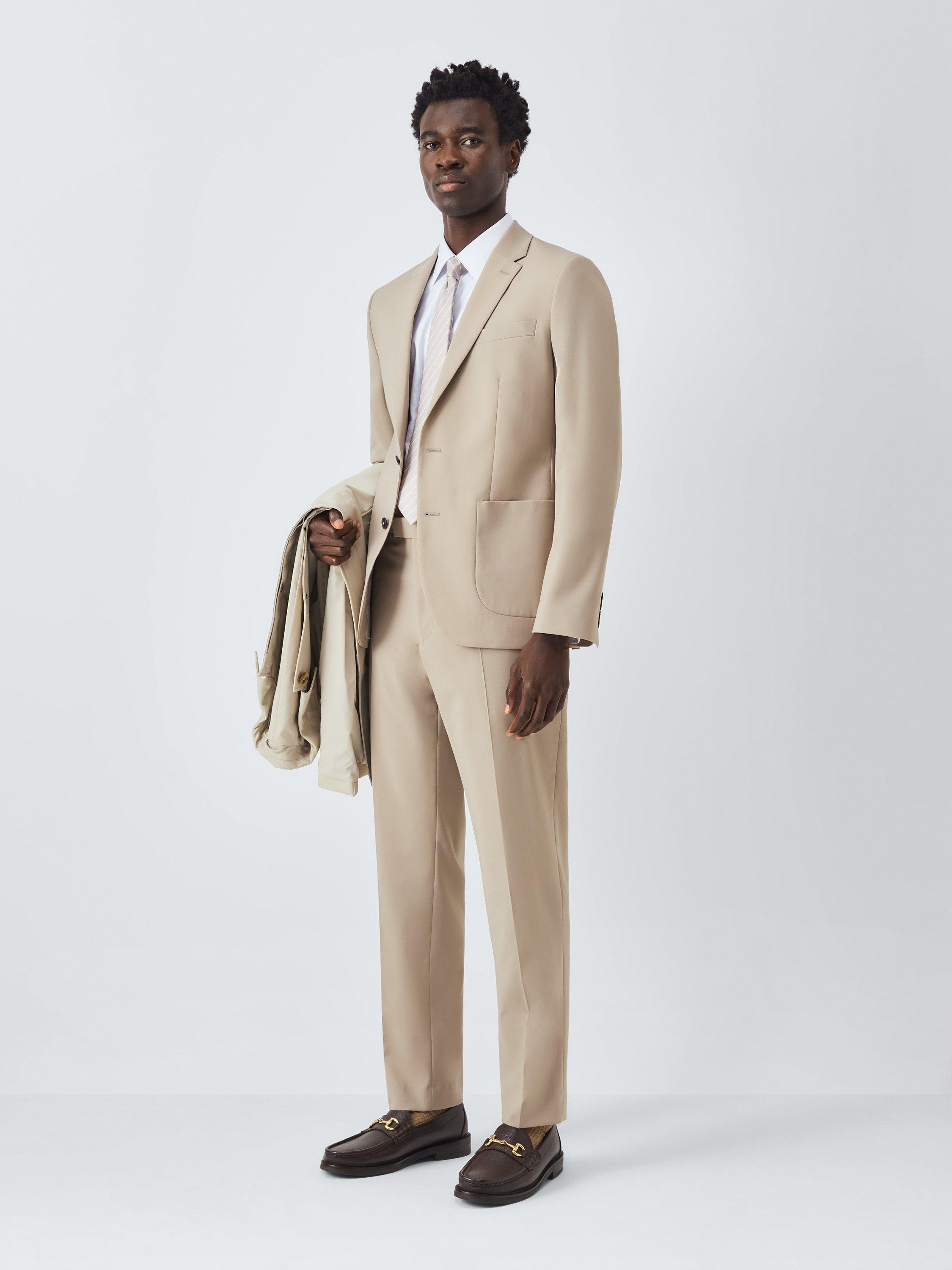 Product image 3 of 7, which shows John Lewis Slim Fit Wool Blend Suit Trousers, Beige, 30R