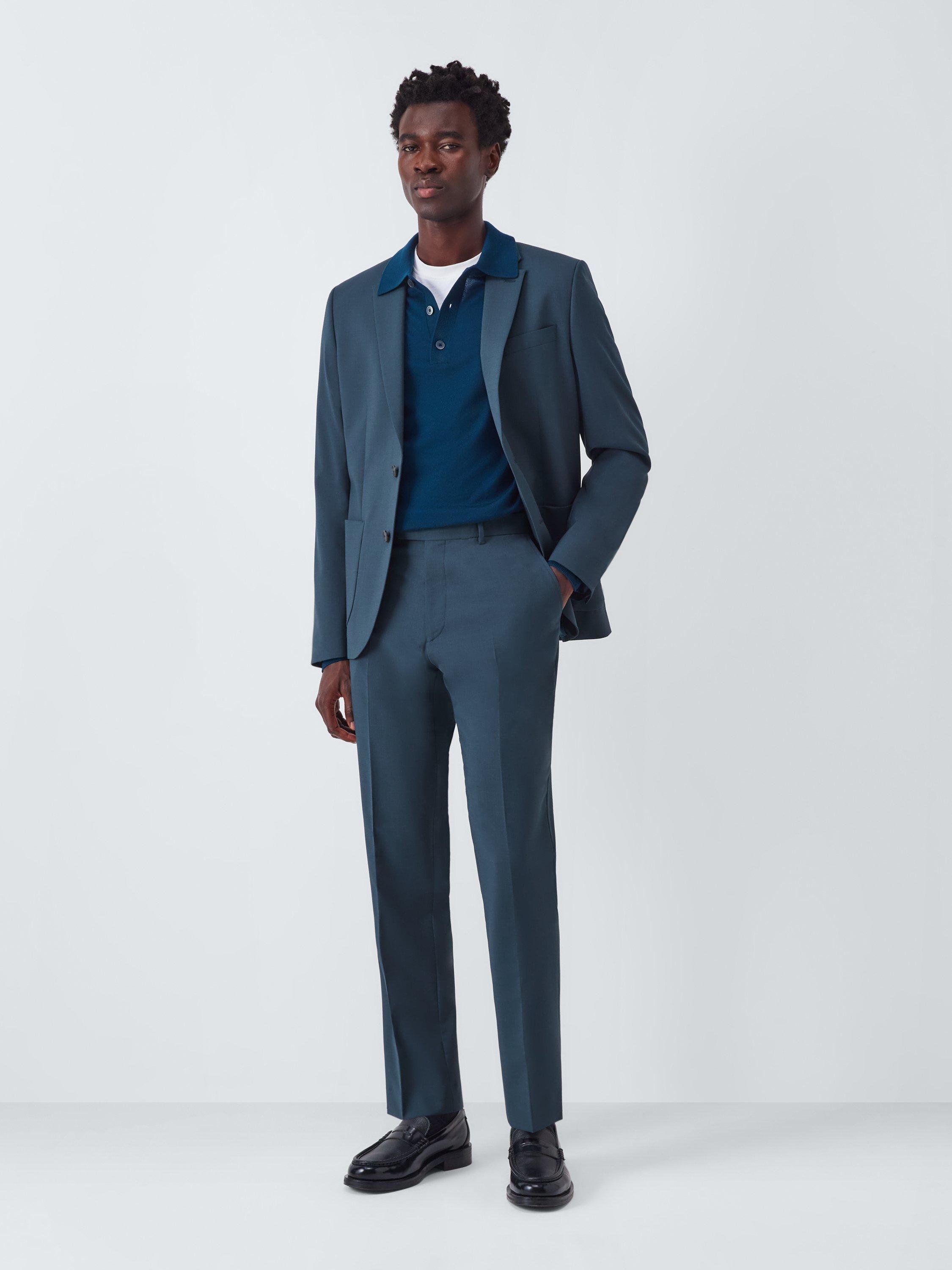 Product image 3 of 7, which shows John Lewis Slim Fit Wool Blend Suit Trousers, Teal, 30R
