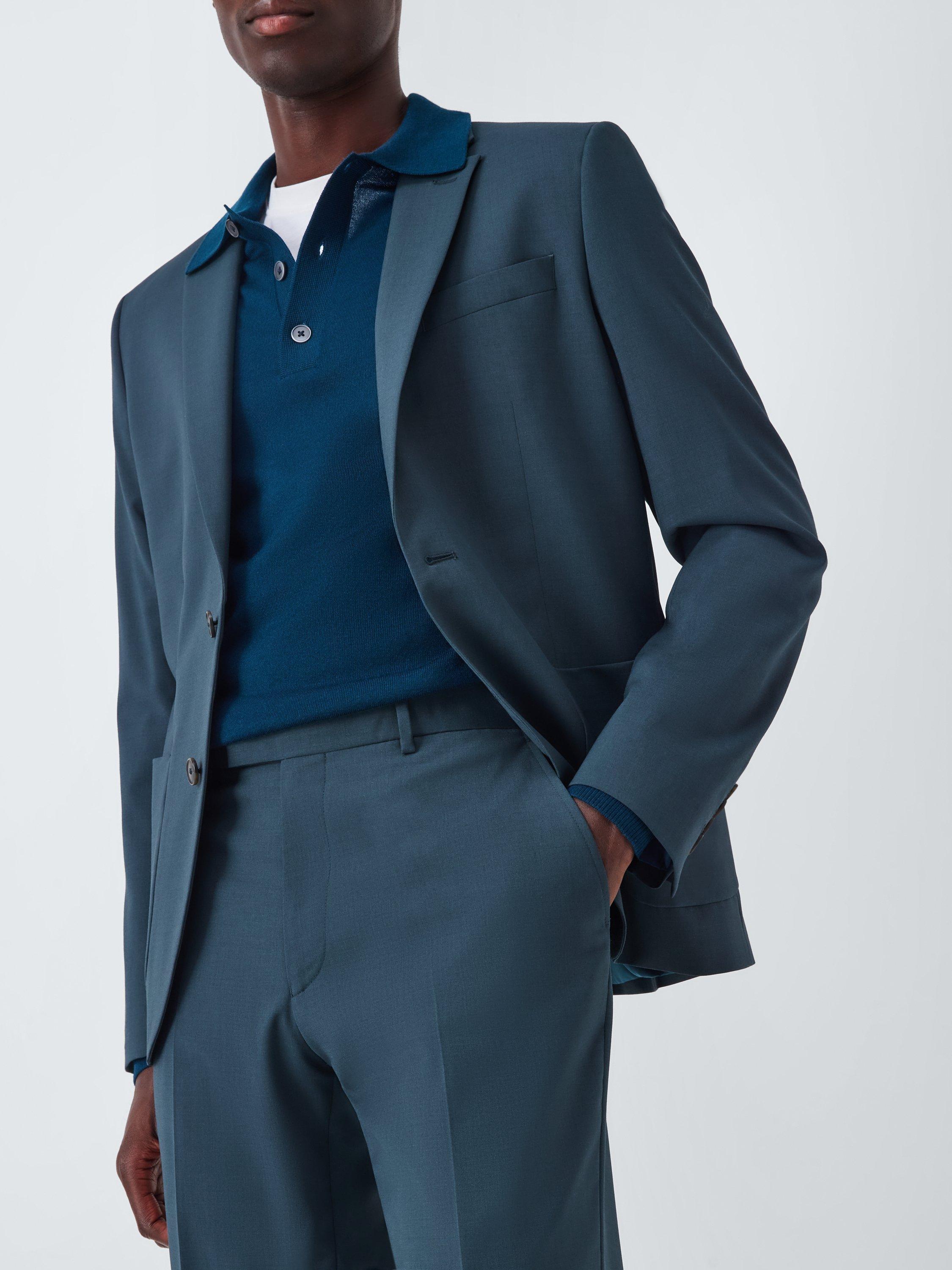 Product image 5 of 7, which shows John Lewis Slim Fit Wool Blend Suit Trousers, Teal, 30R