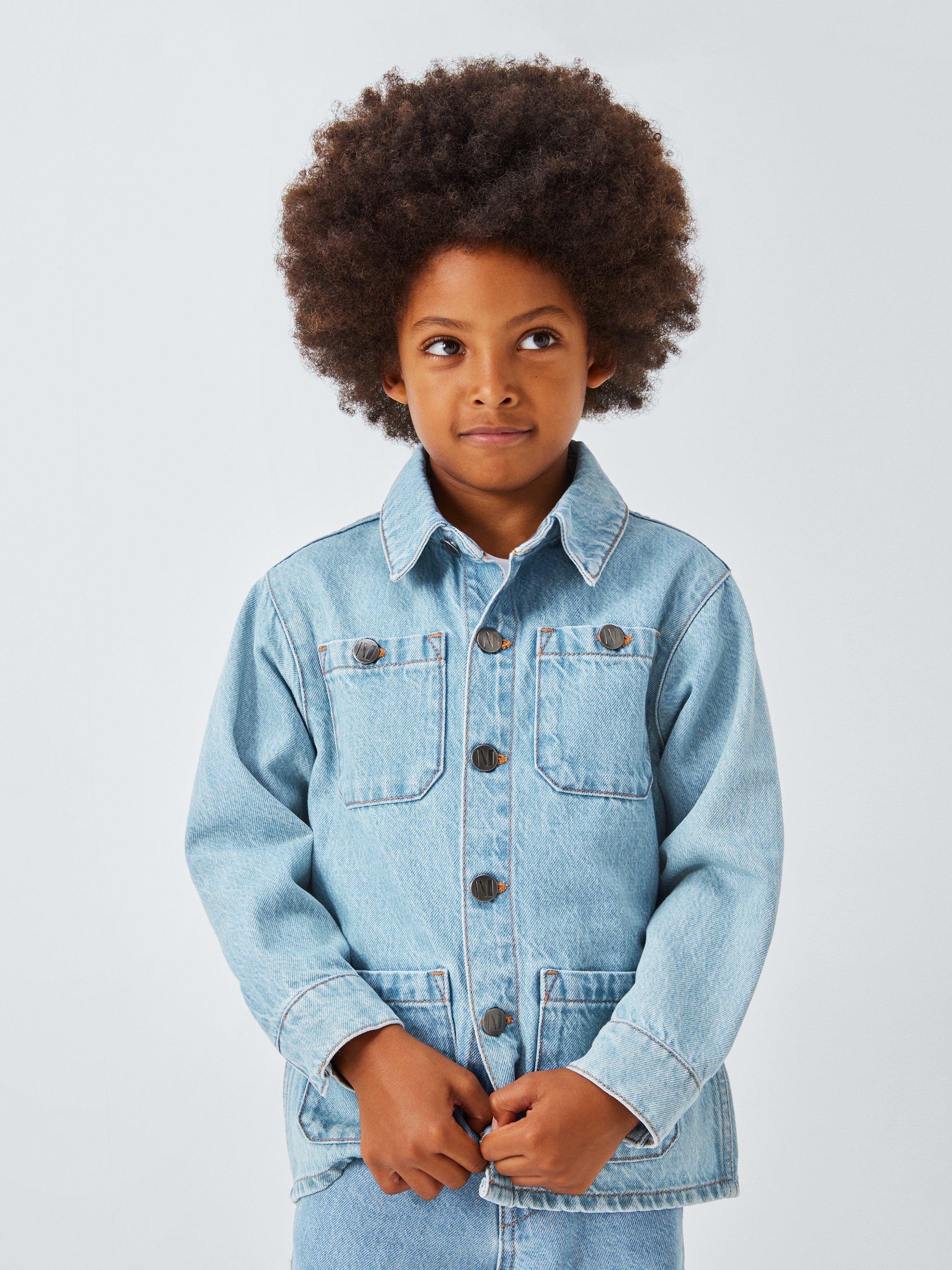 Product image 1 of 7, which shows John Lewis Kids' Utility Denim Overshirt, Blue Light Wash, 3 years