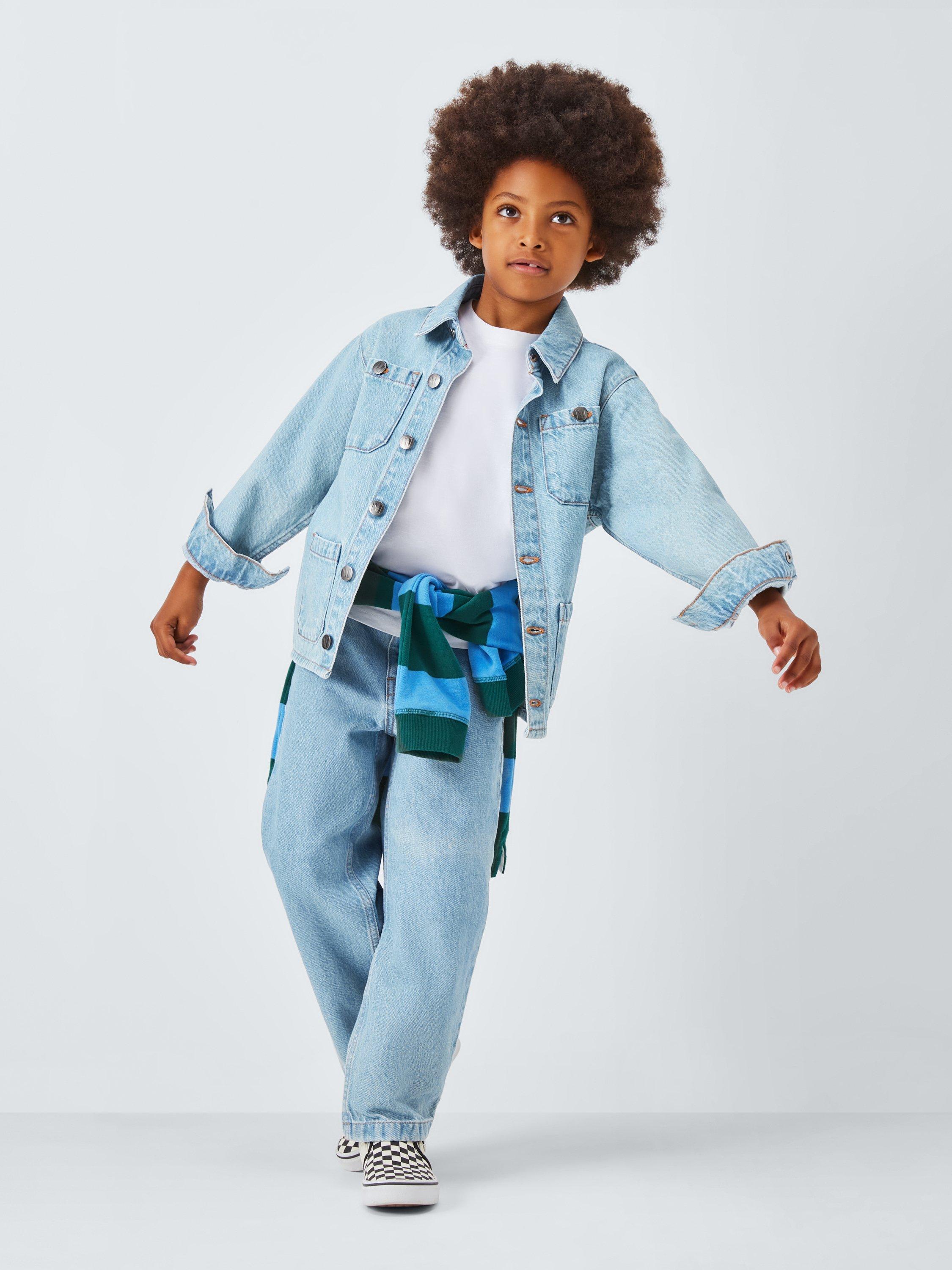 Product image 2 of 7, which shows John Lewis Kids' Utility Denim Overshirt, Blue Light Wash, 3 years