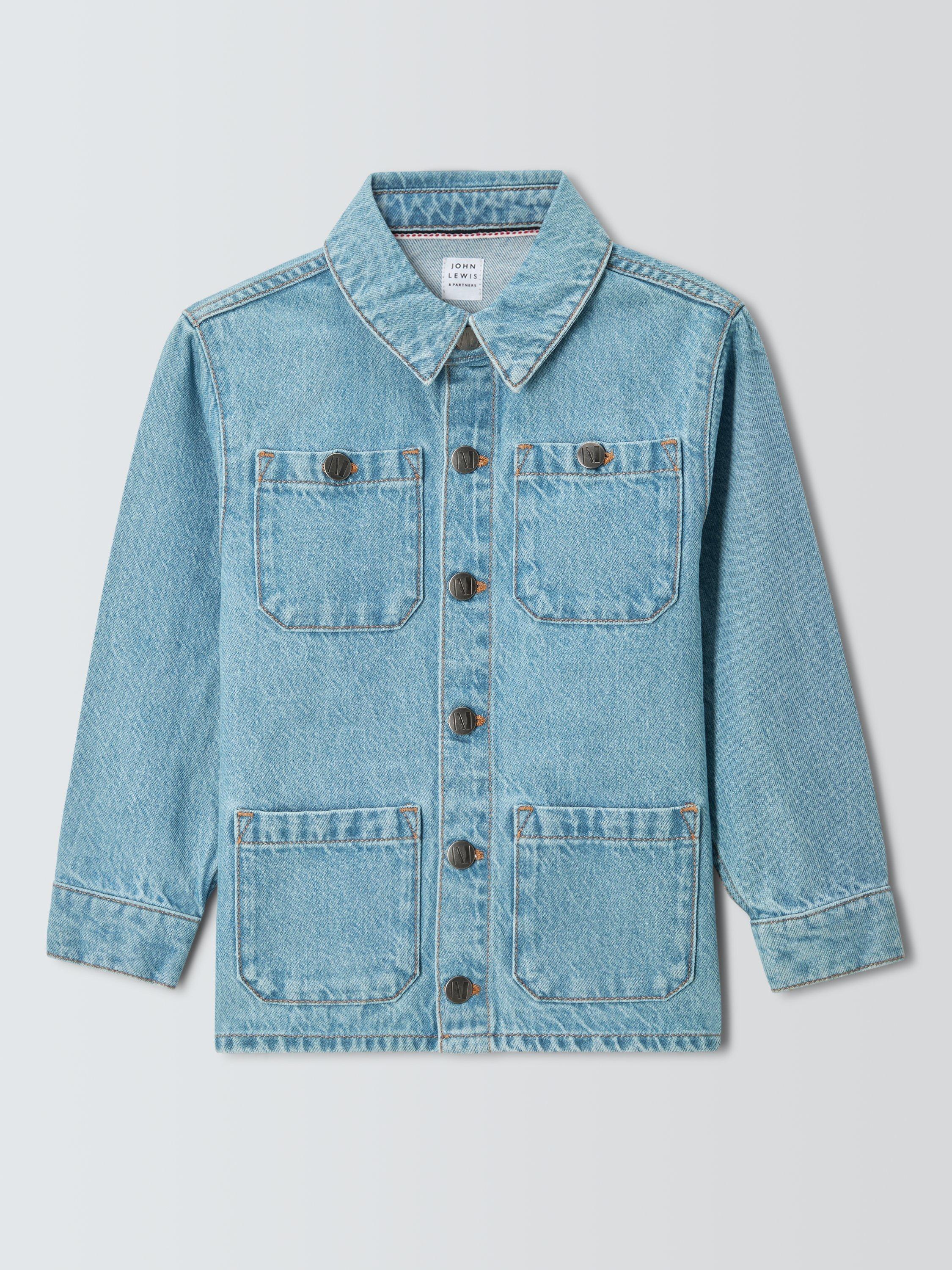 Product image 3 of 7, which shows John Lewis Kids' Utility Denim Overshirt, Blue Light Wash, 3 years