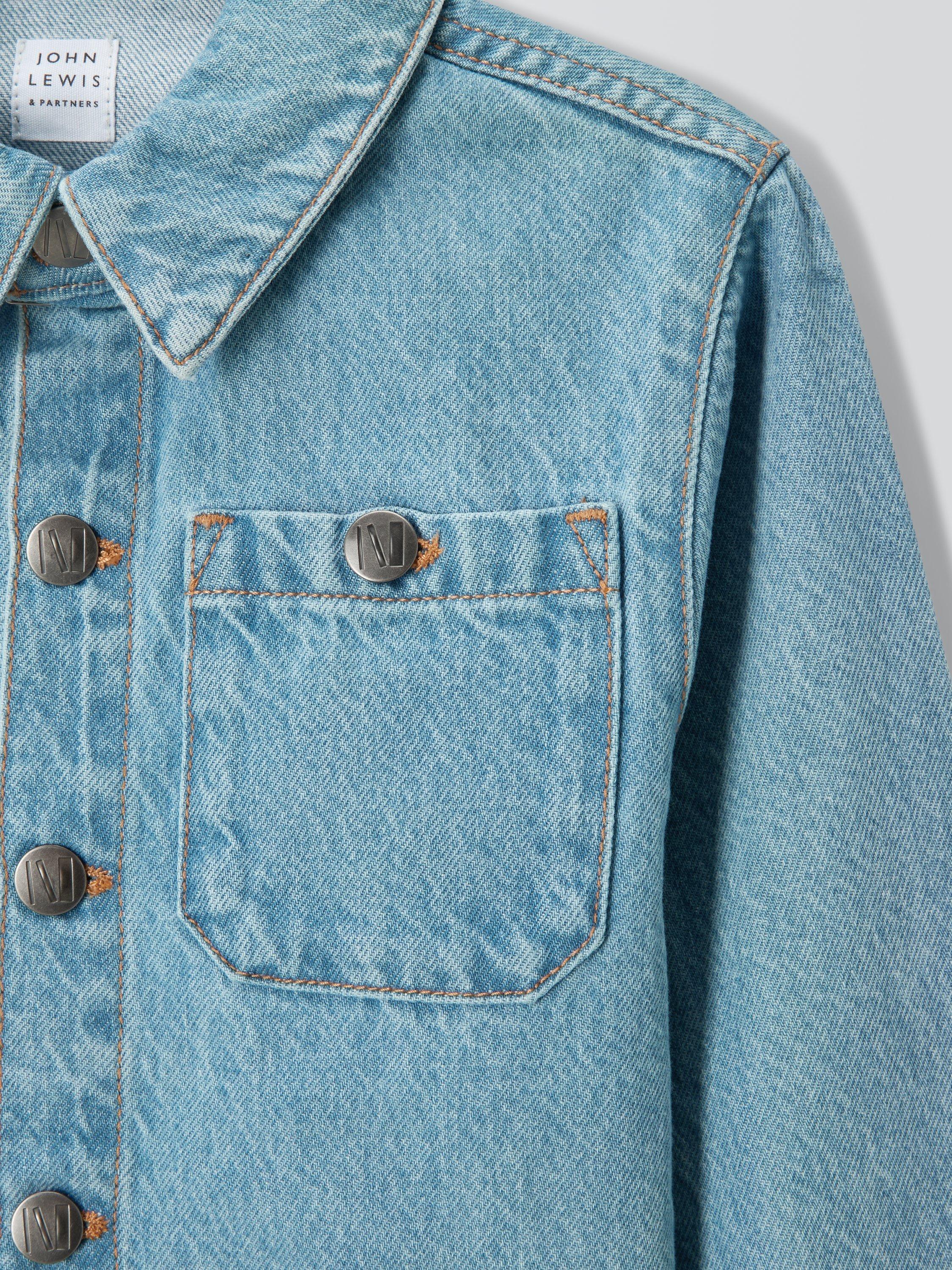Product image 7 of 7, which shows John Lewis Kids' Utility Denim Overshirt, Blue Light Wash, 3 years