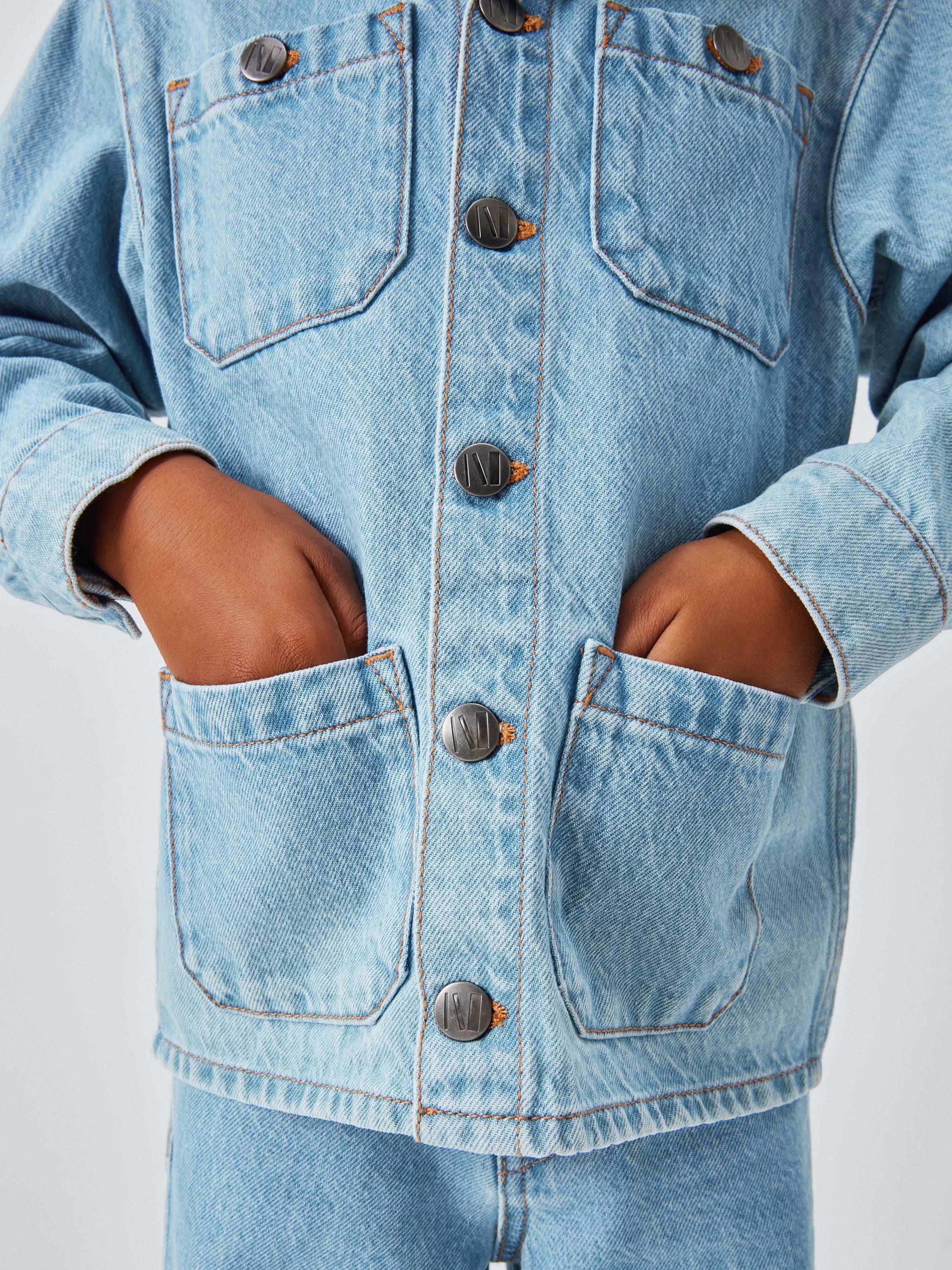 Product image 6 of 7, which shows John Lewis Kids' Utility Denim Overshirt, Blue Light Wash, 3 years