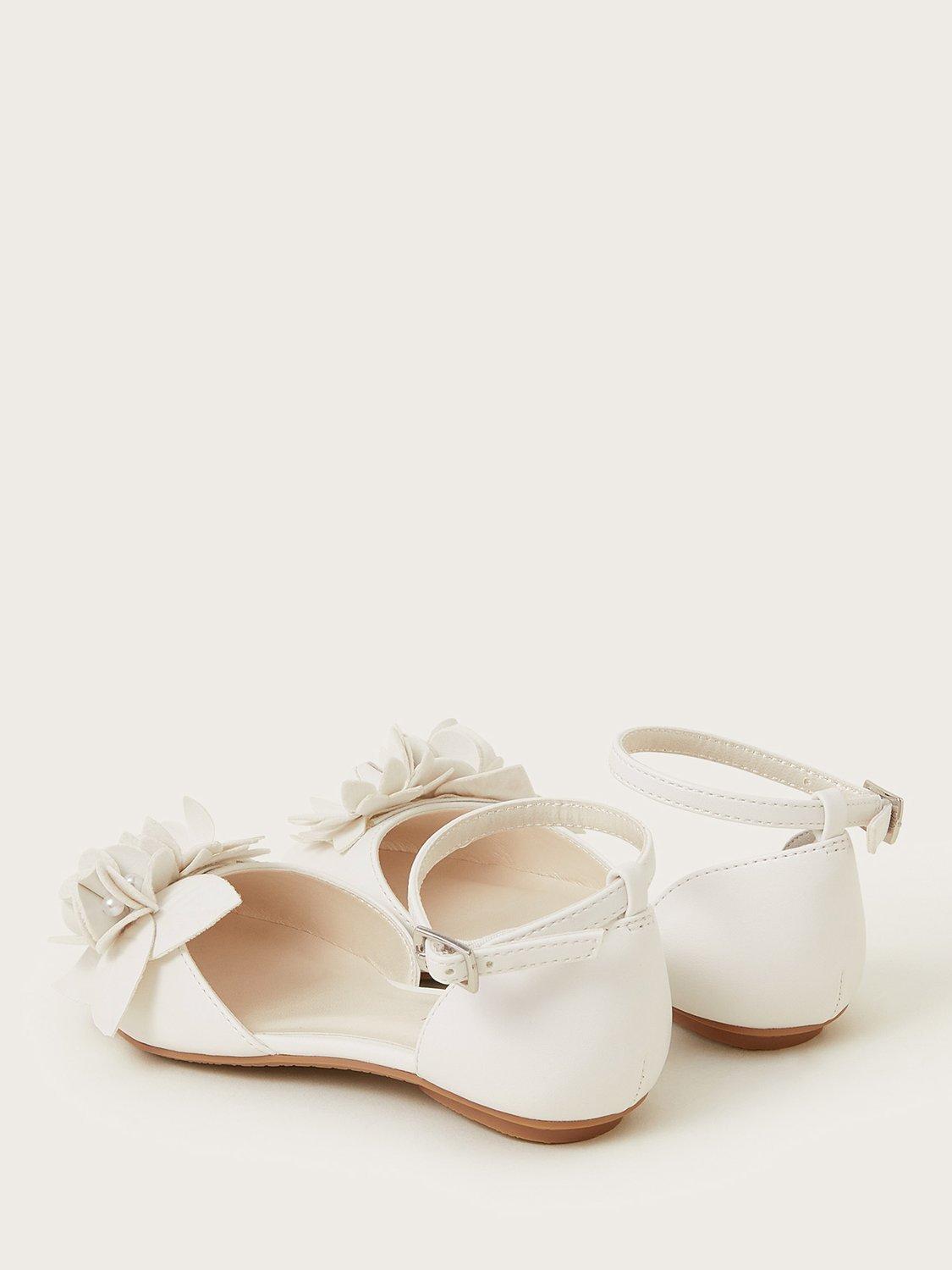Product image 3 of 3, which shows Monsoon Kids' Flower Ballerina Flat Shoes, Ivory, 7 Jnr