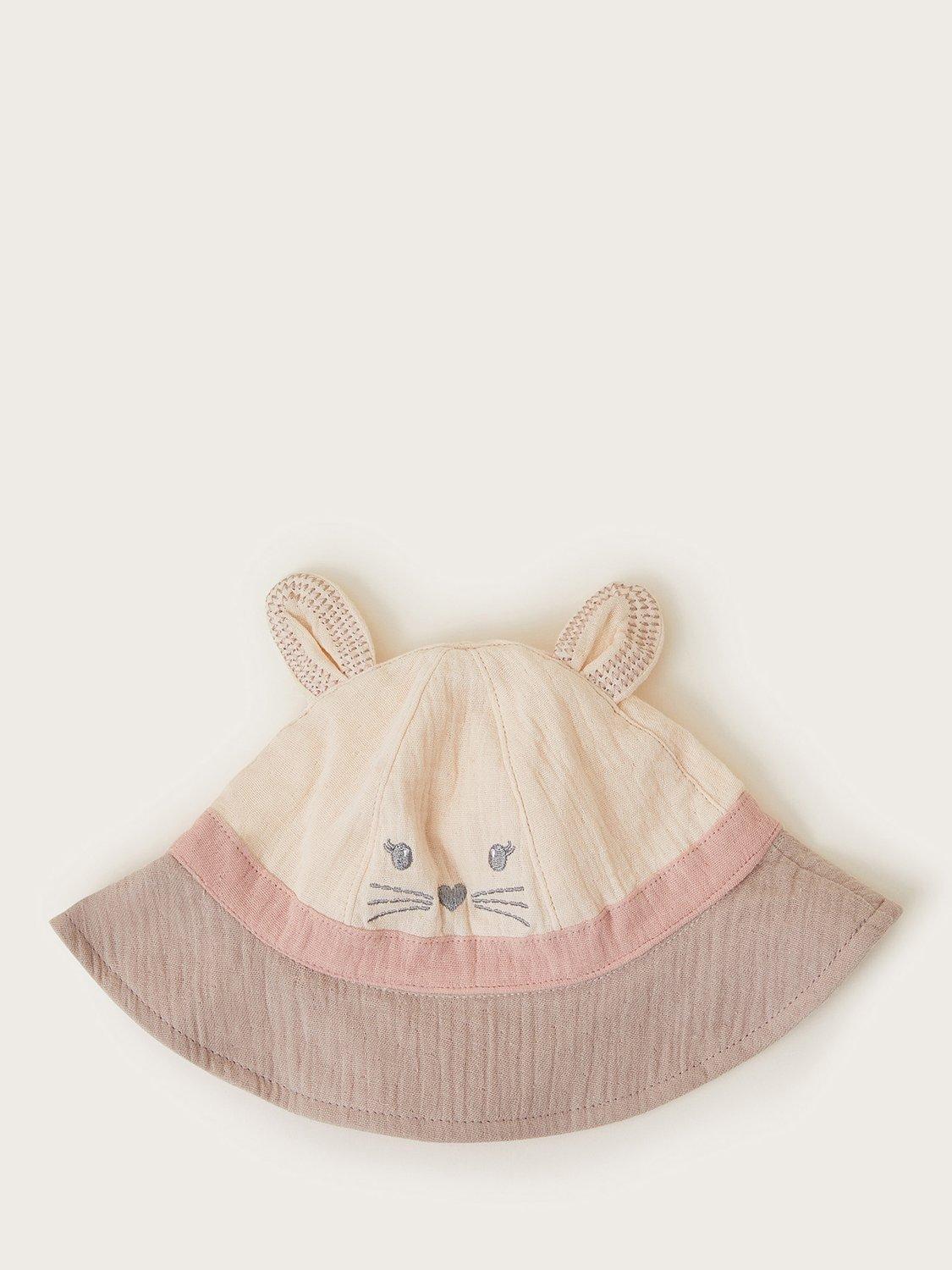 Product image 1 of 2, which shows Monsoon Baby Bunny Hat, Pink/Multi, 0-6 months