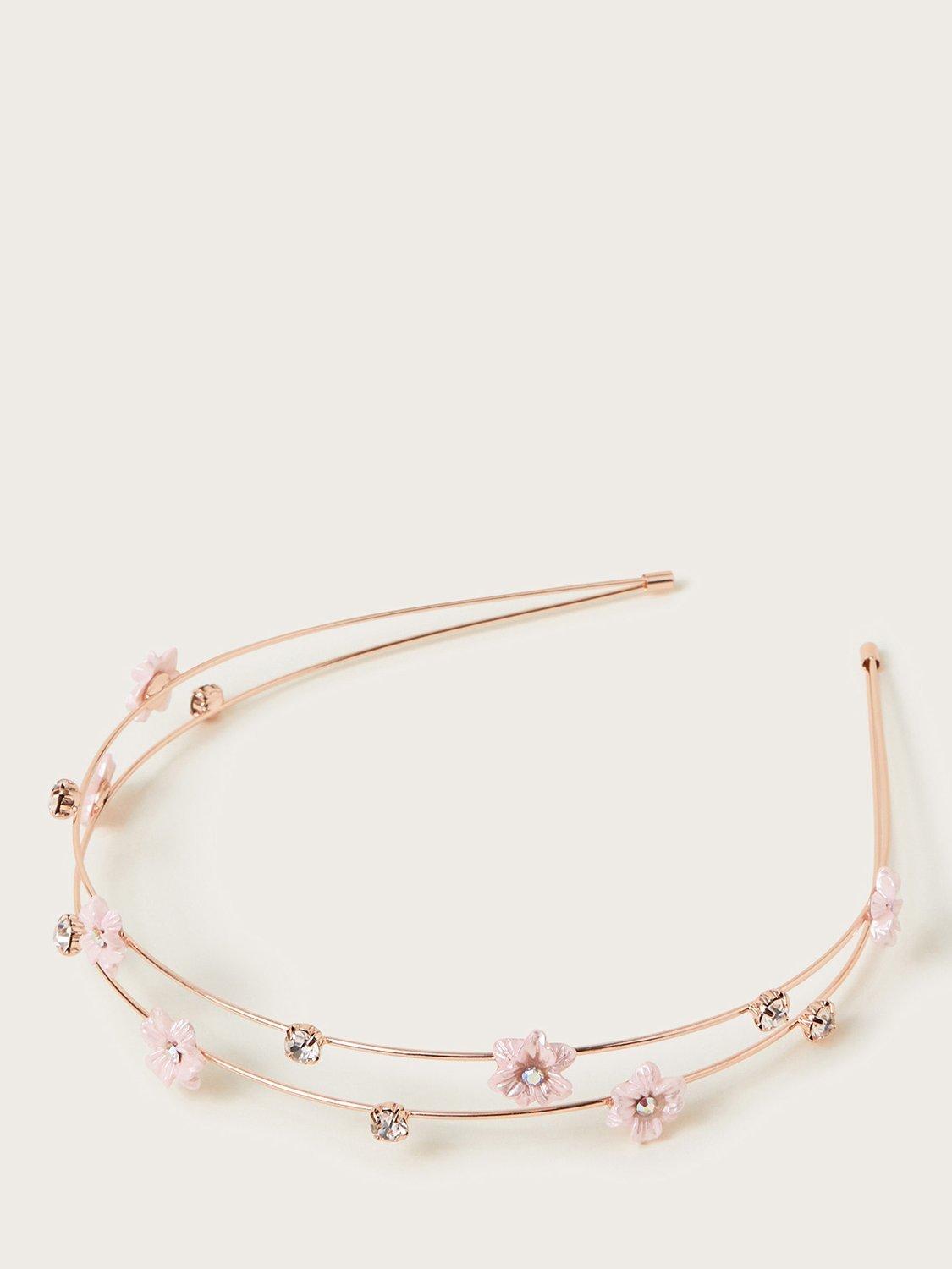 Product image 1 of 2, which shows Monsoon Kids' Diamante Floral Headband, Pink/Multi, One Size