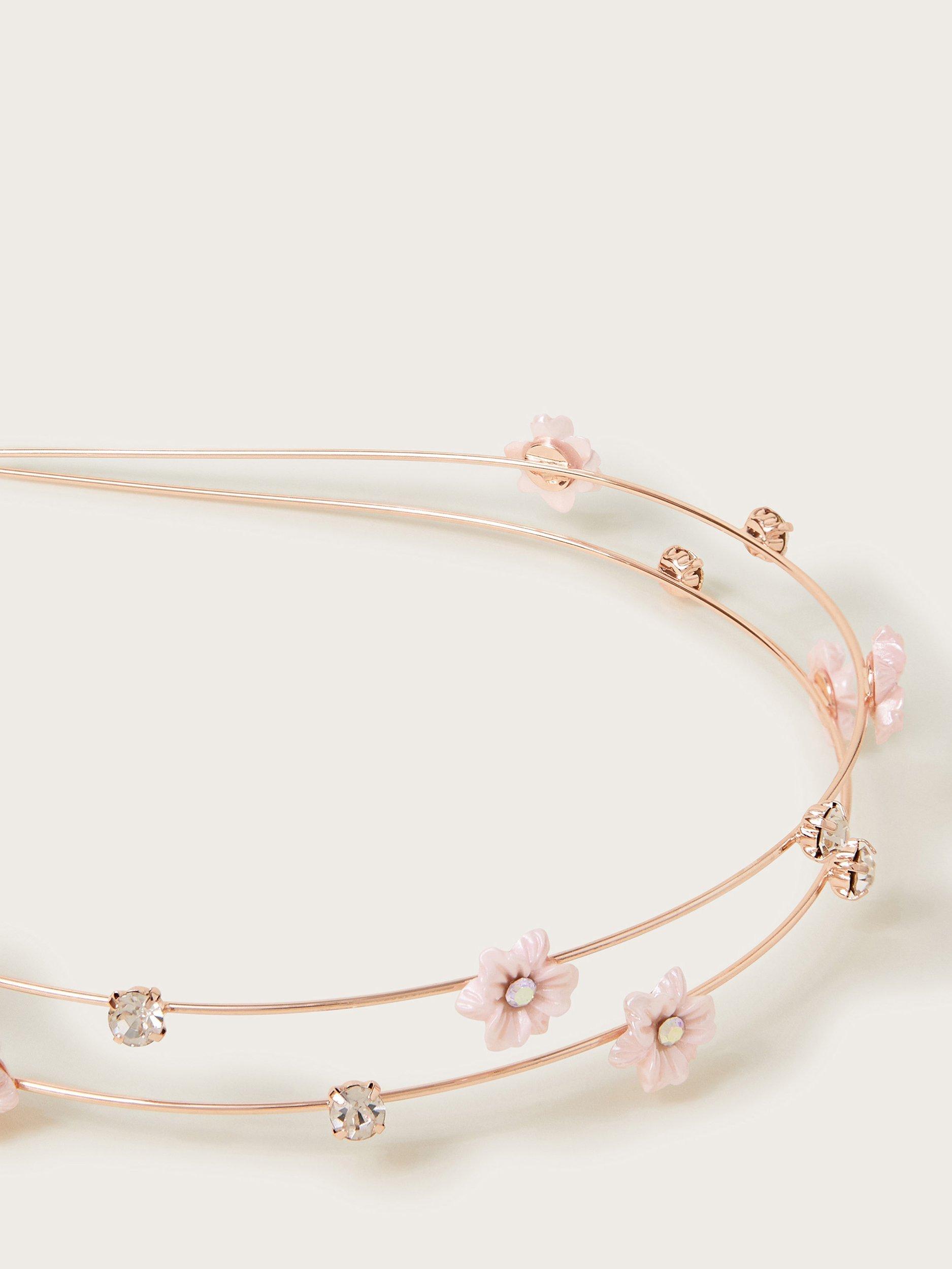 Product image 2 of 2, which shows Monsoon Kids' Diamante Floral Headband, Pink/Multi, One Size